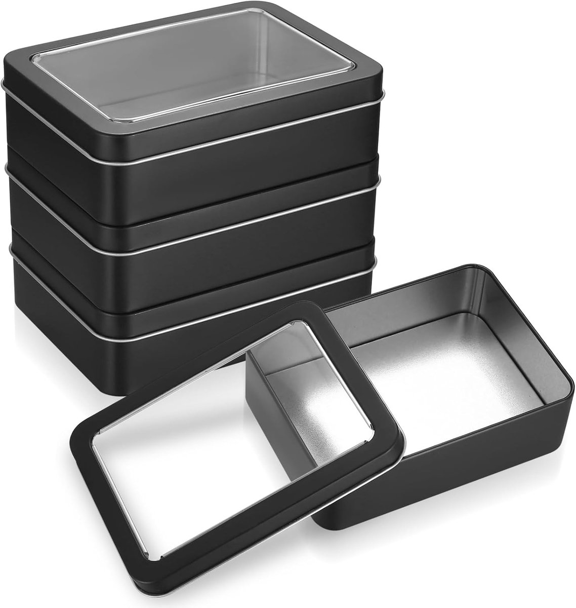 Stevige metalen blikken dozen - duurzaam en lekvrij - set van 4 - 12,5 x 9 x 3,5 cm