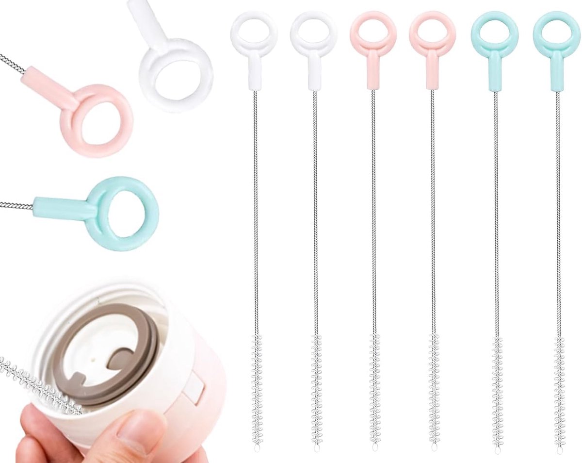 Dailygoods- Reinigingsborstel Set van 6 - Flessenborstel/Rietjesborstel - Melkslangborstel - Hygiënisch - Hoogwaardige Materialen - Duurzaam - Schoonm
