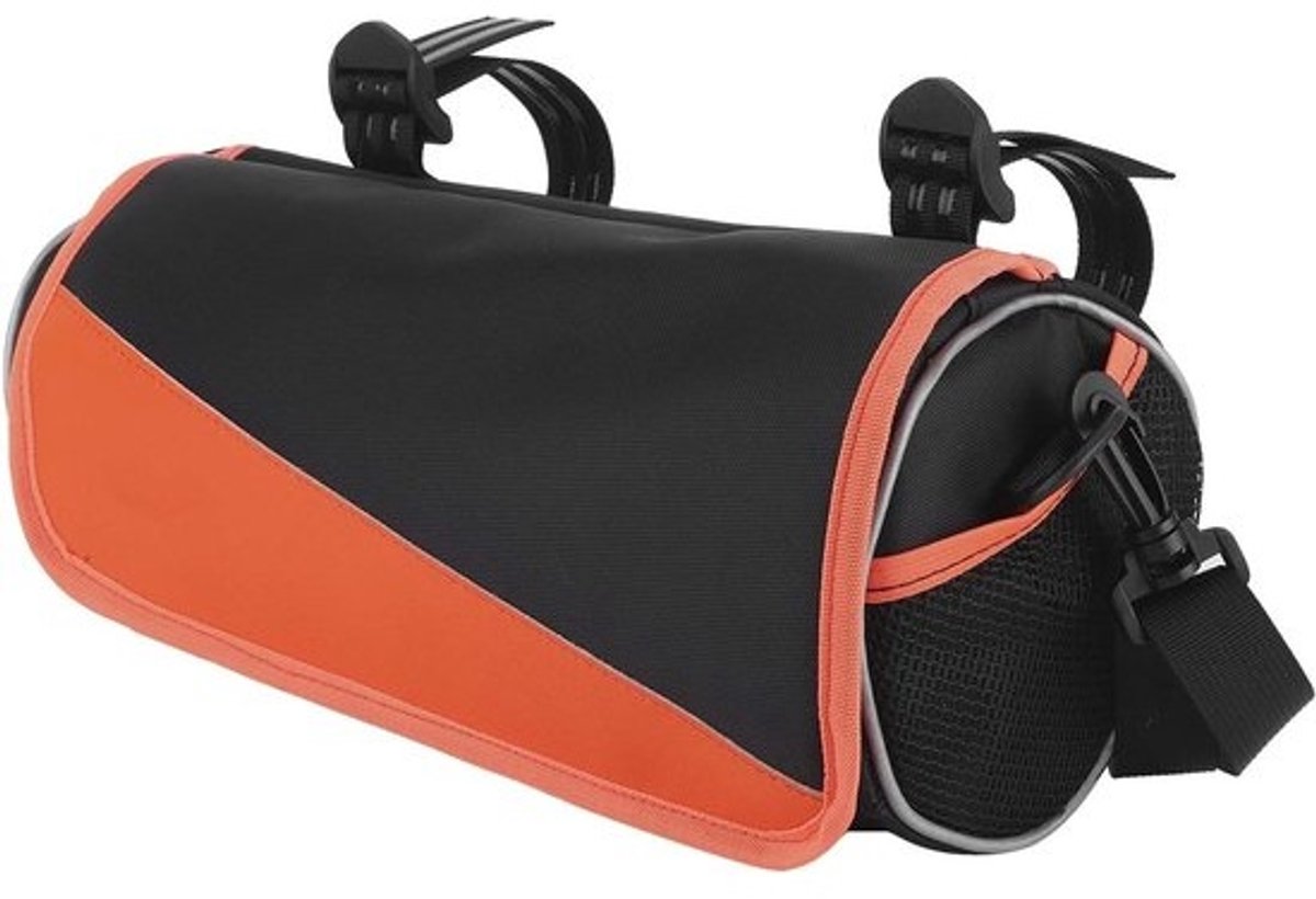 Fietstas Cilinder - Zadeltas Stuurtas - Opslag Motorfiets - Waterafstotend Nylon - 3.5 Liter - Zwart Oranje
