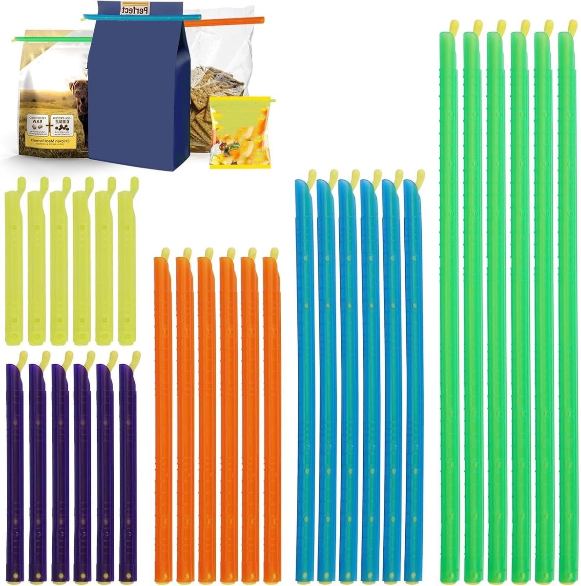 Dailygoods- Sluitclips 30 Stuks - Herbruikbare Zak Clips - Vochtbestendig - Sterke Afdichting - 5 Maten - Kunststof - Zakclips