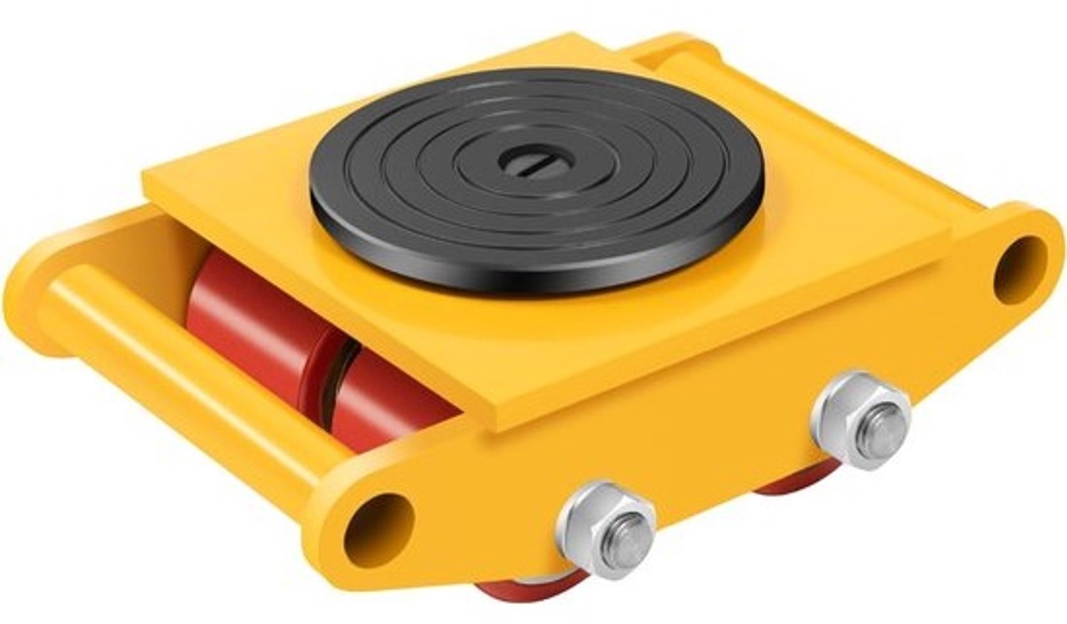 Transportrolmachine - Roller dolly - Zware lasten verplaatsen - Gegoten staal en PU - 6T laadvermogen - Geel