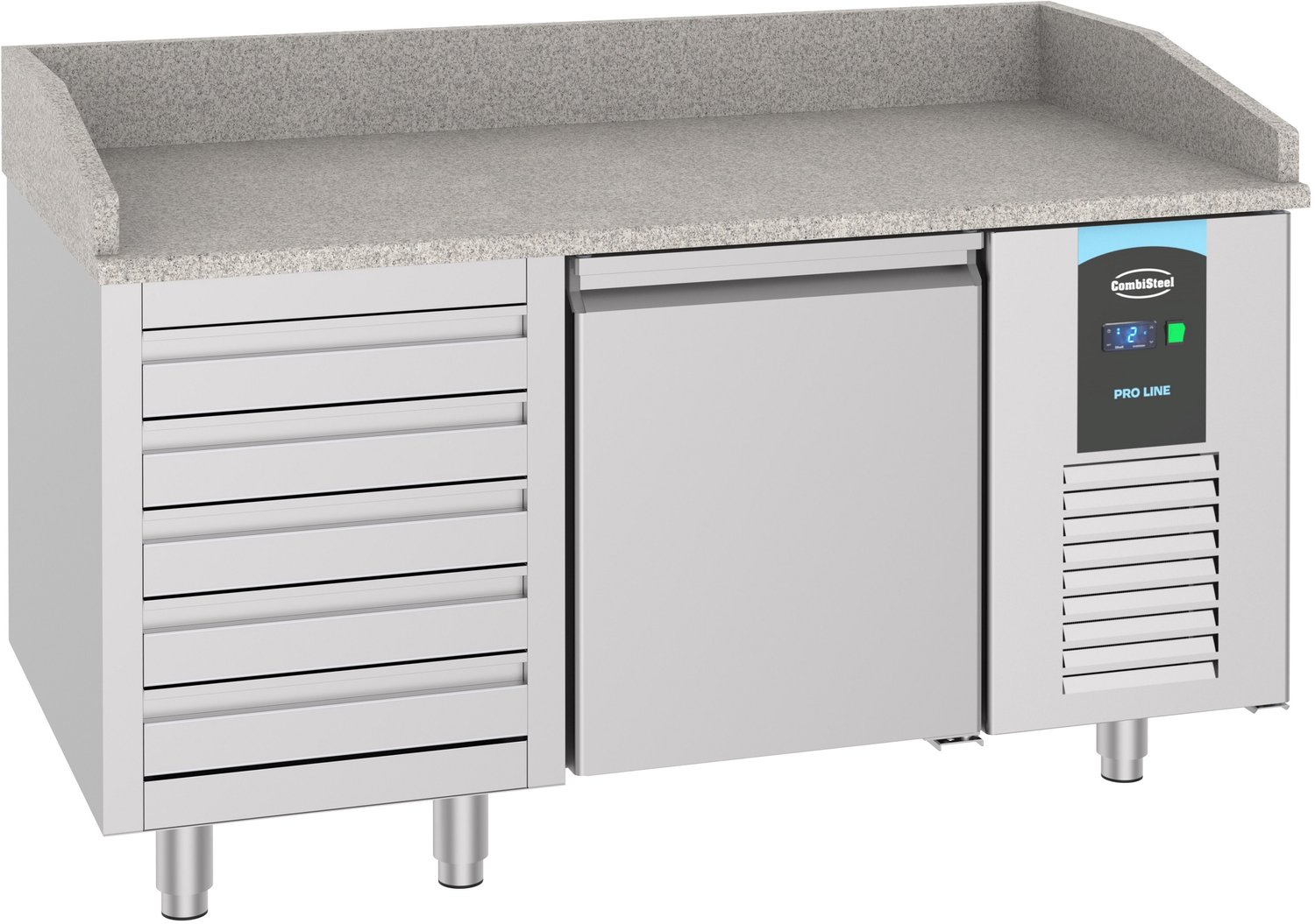 Combisteel Pizzawerkbank - 1 Deur - 5 Laden - RVS - Combisteel - 7489.5230 - Horeca & Professioneel Grijs