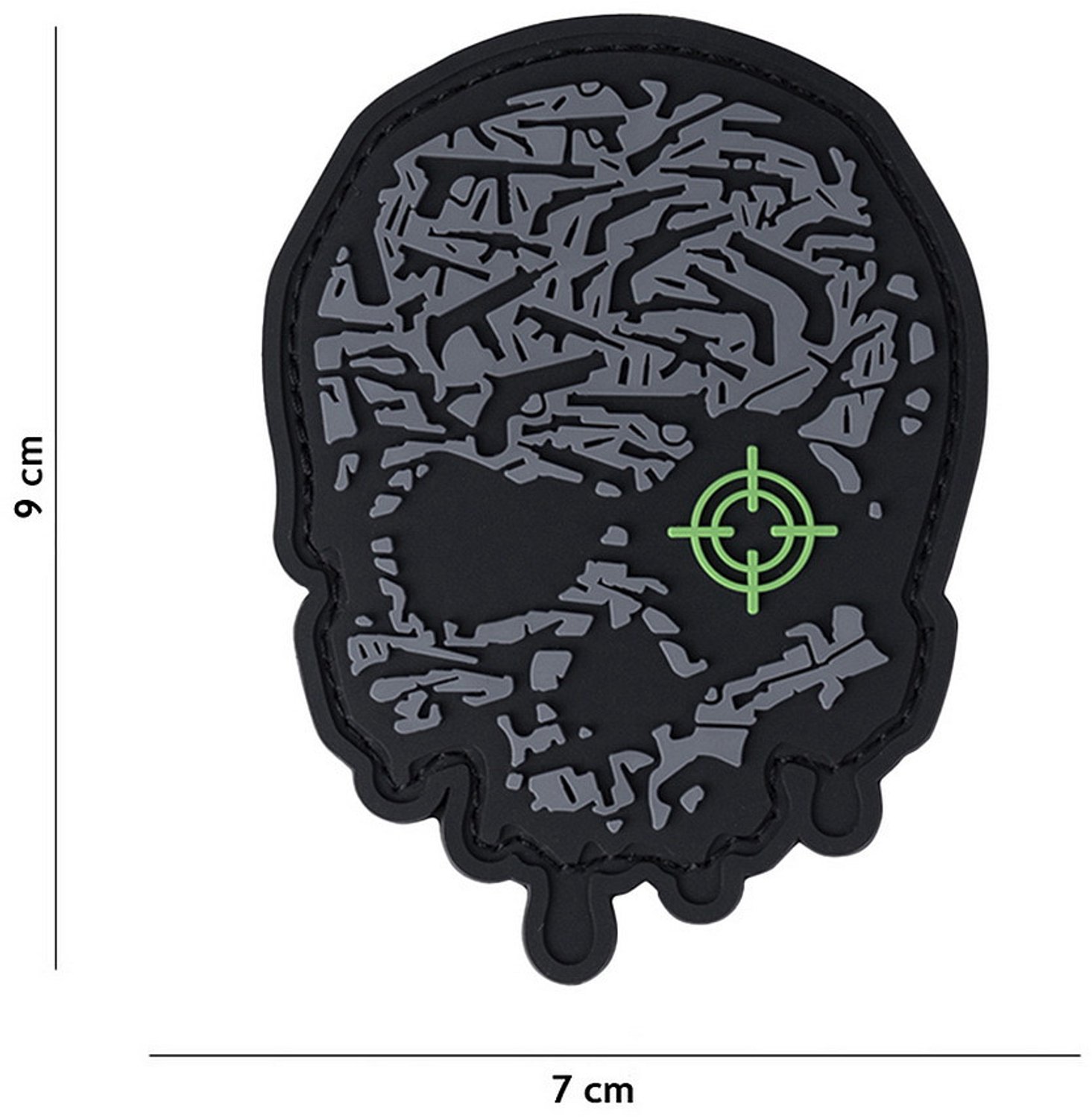 Embleem 3D PVC Target eye skull grijs #15042