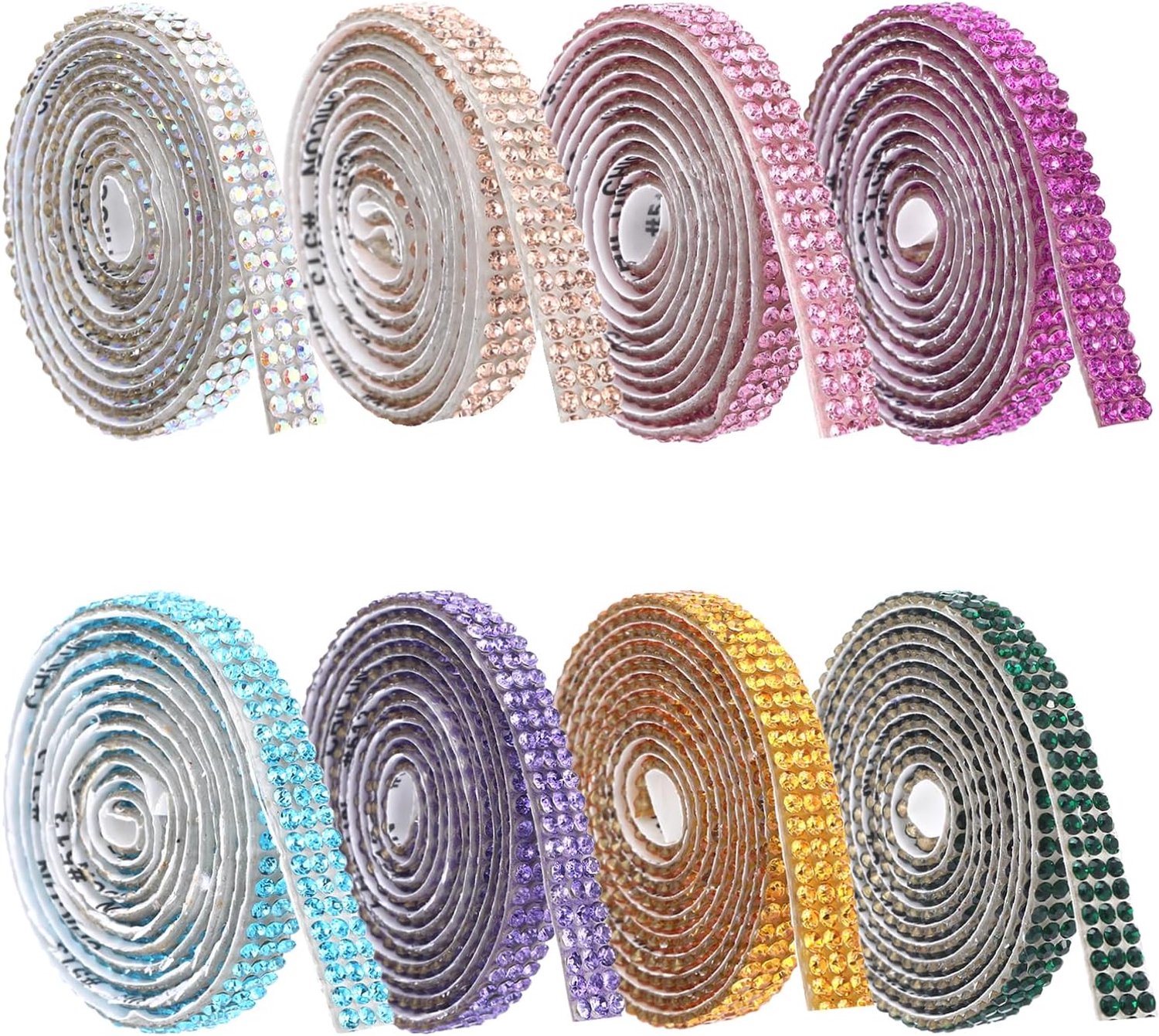 Zelfklevende strassteentjes 8 rollen - glitterstenen - 8 kleuren - voor handwerk en decoratie - Vemera