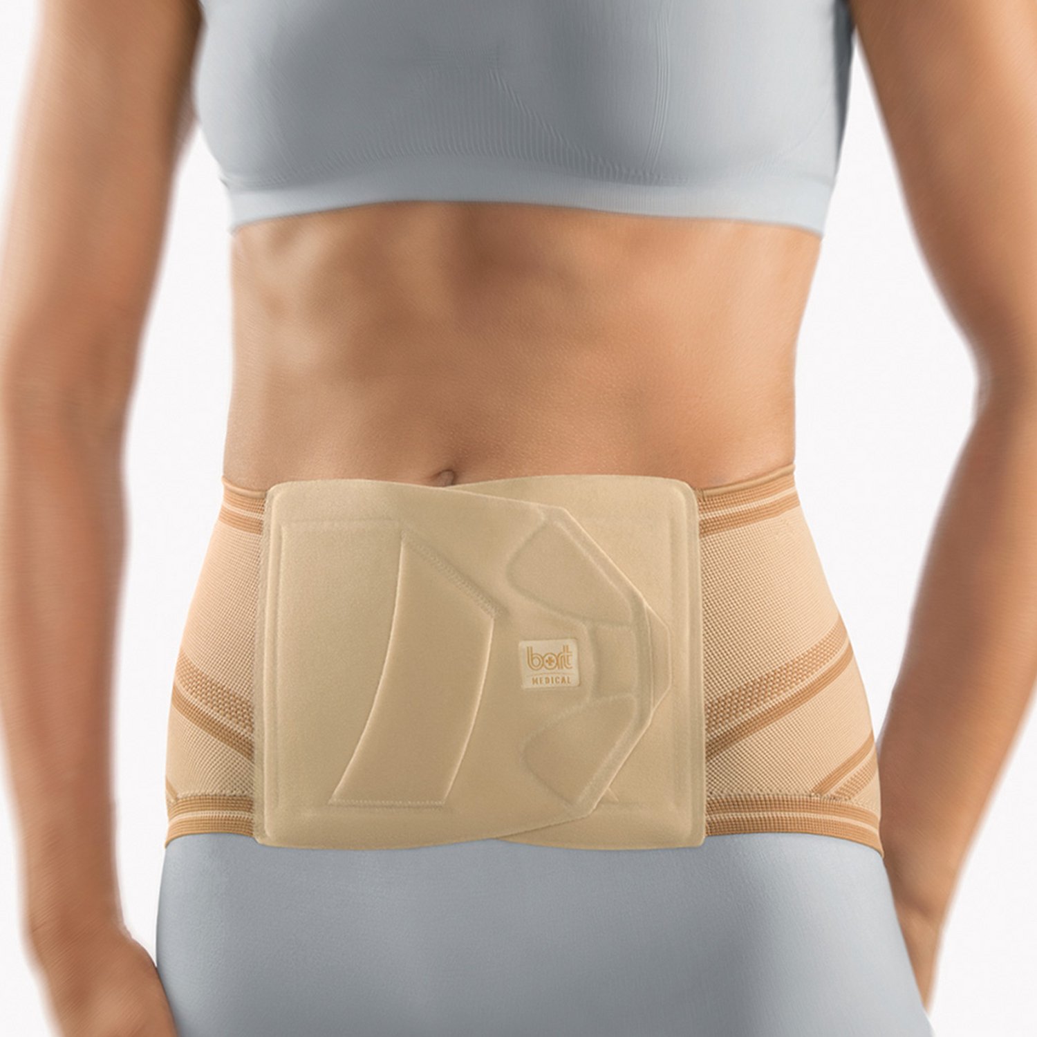 BORT Stabilo Basic Lady Rugbandage met Pelotte – Onderrug – Getailleerd Damesmodel – Beige – Maat 1
