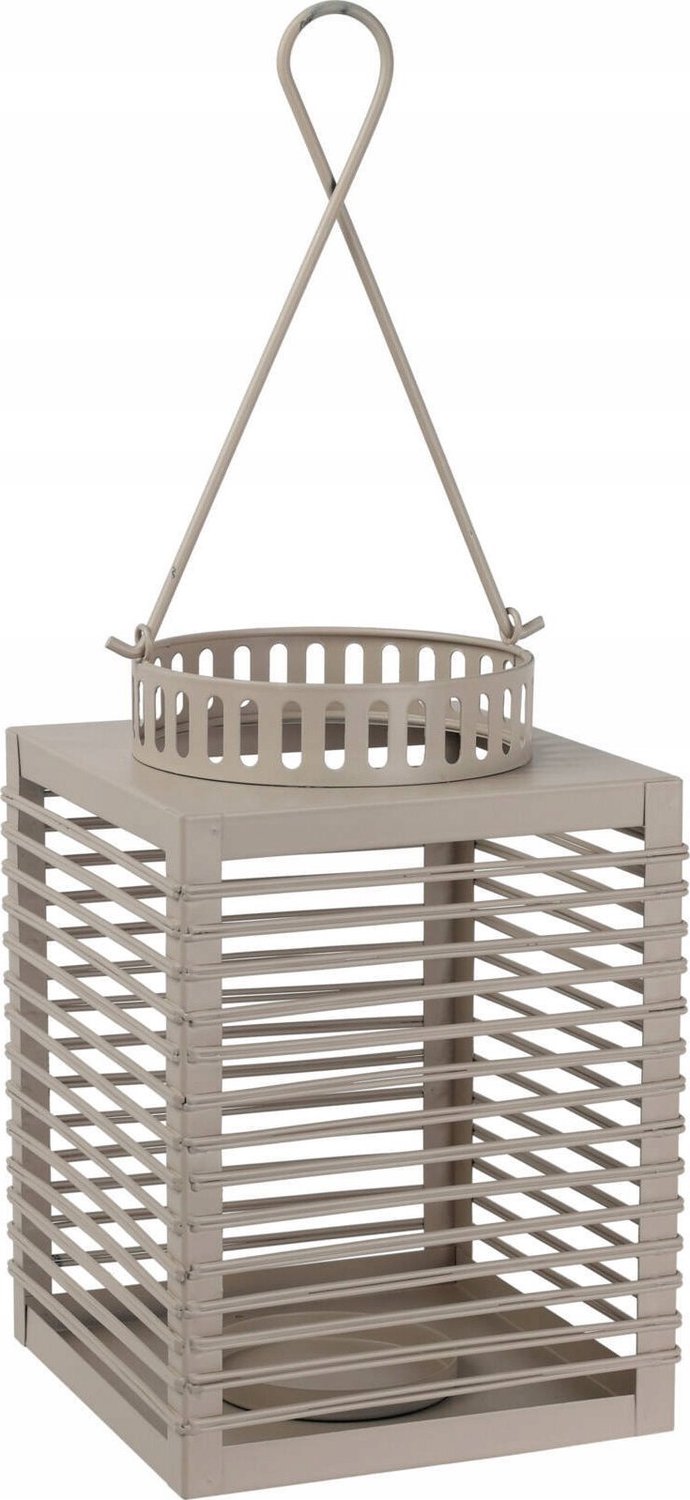 Home & Styling Collection Home Styling Collection metalen lantaarn met decoratief handvat - grijs, 15,5 x 15,5 x 24 cm