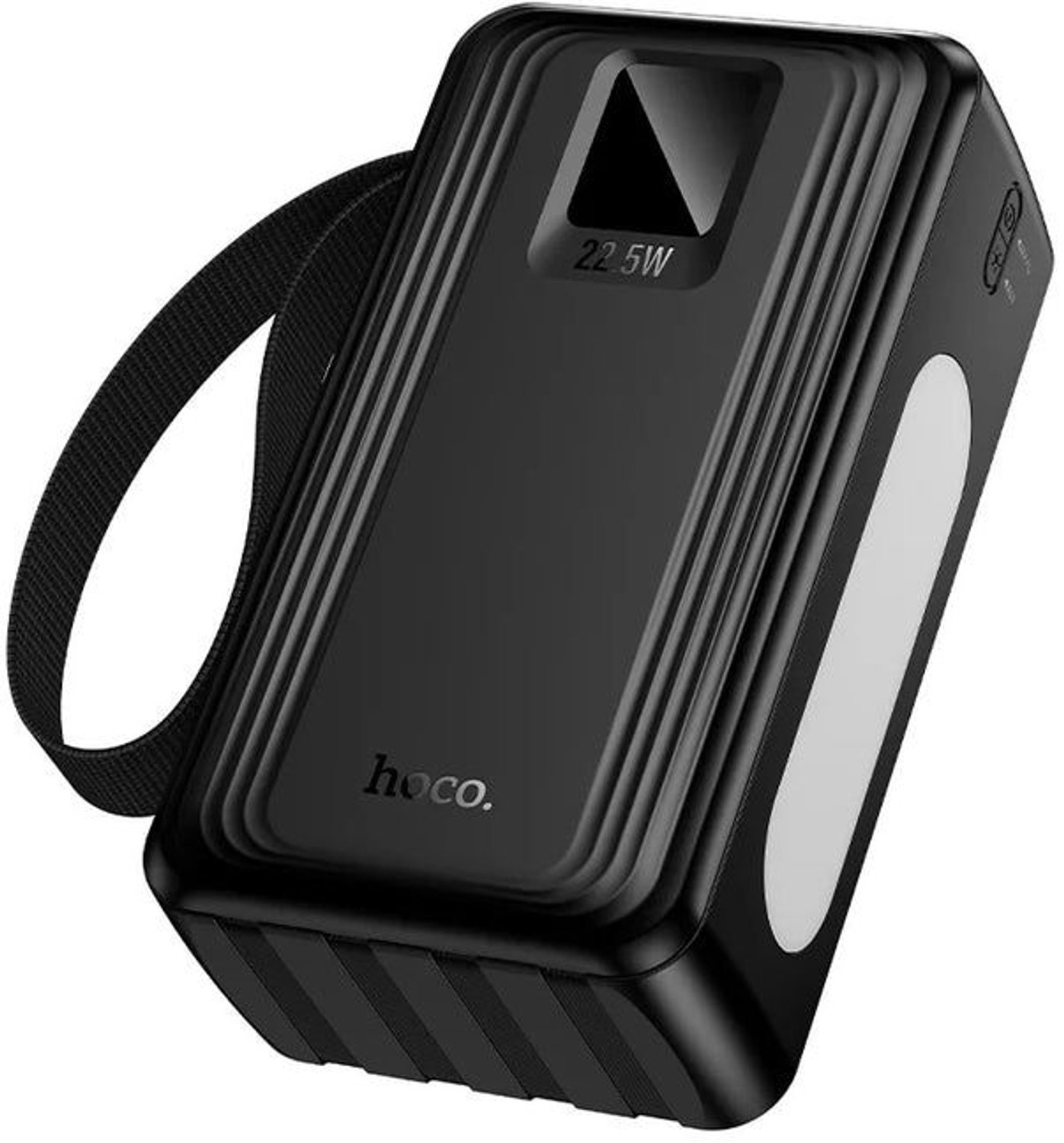 Hoco Powerbank 40000 mAh met Handvat - Zwart - Sfeerlicht en Zaklamp - LED Display - 3 Uitgangen - Snelladen - Voor Kamperen, Festivals en Noodpakket