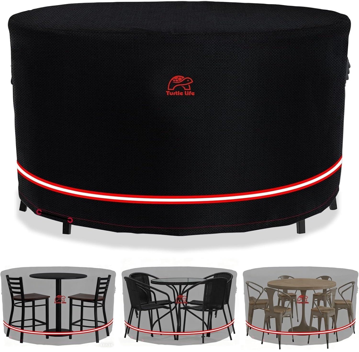 Duraxl Tuintafelhoes - Rond - Waterdicht - Ø 250 x H 95 cm Zwart