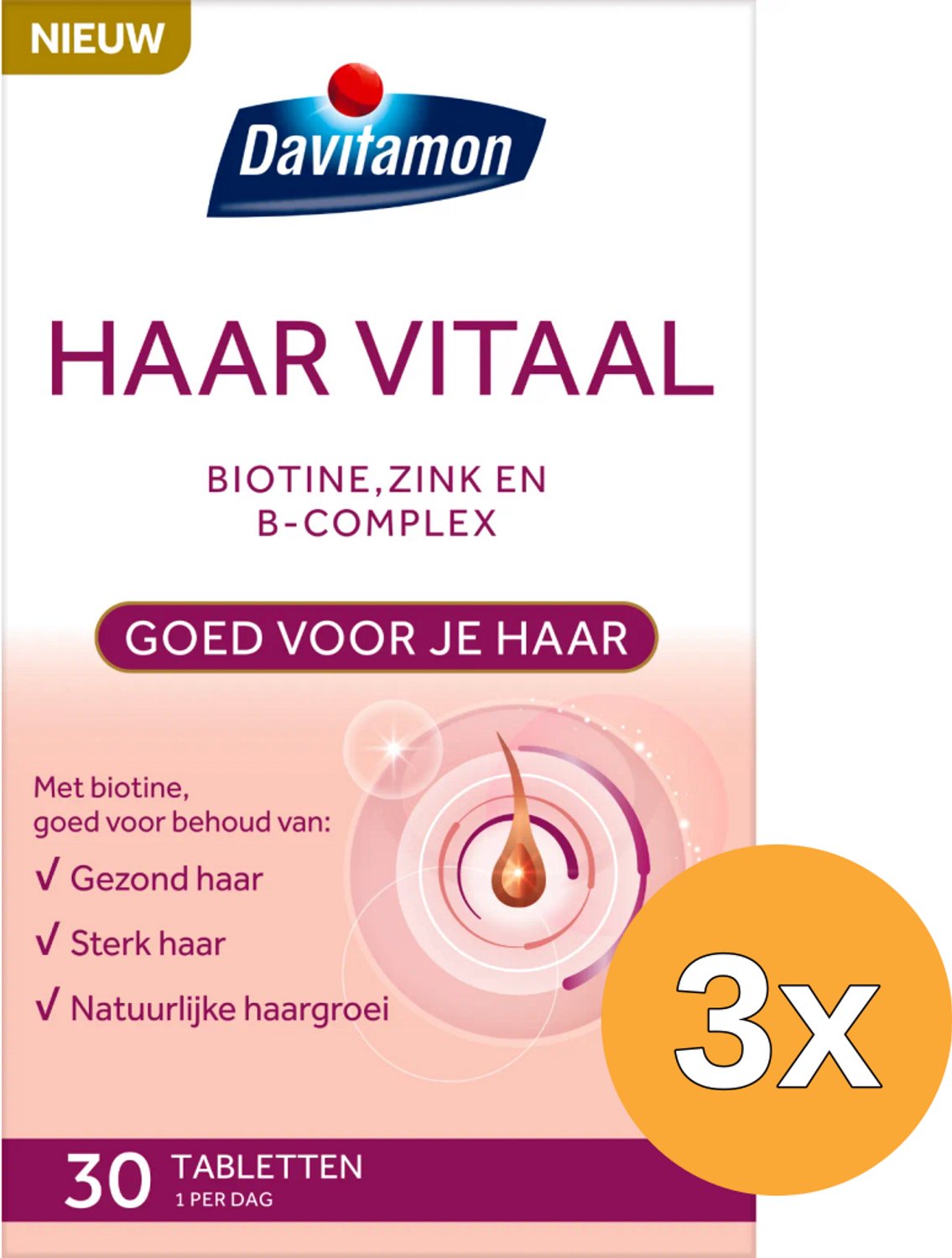 3x Davitamon Haar Vitaal Tabletten (30 tabletten)