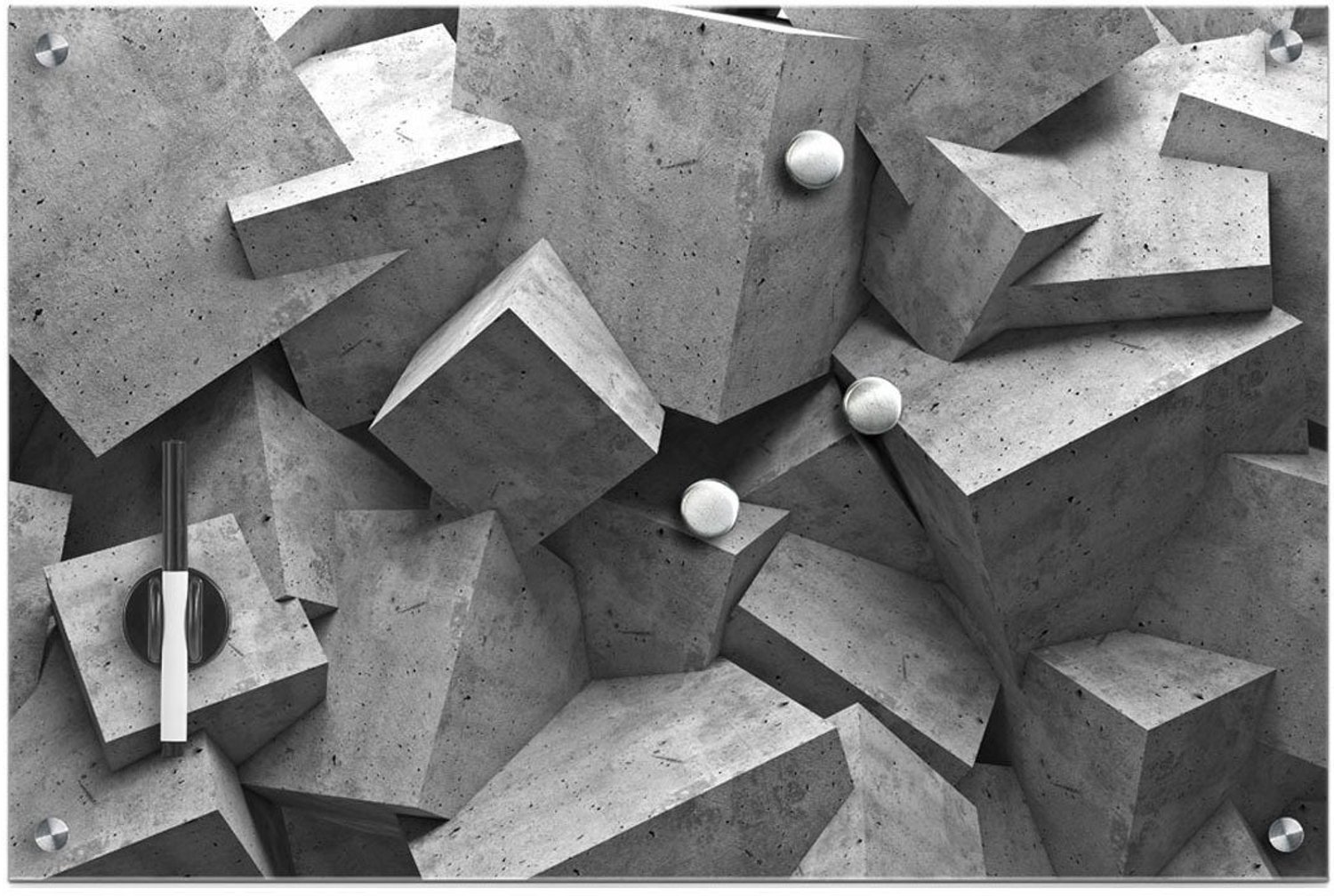Glazen magnetisch bord Cubes + 3 magneten, 60x40 cm, ZELLER