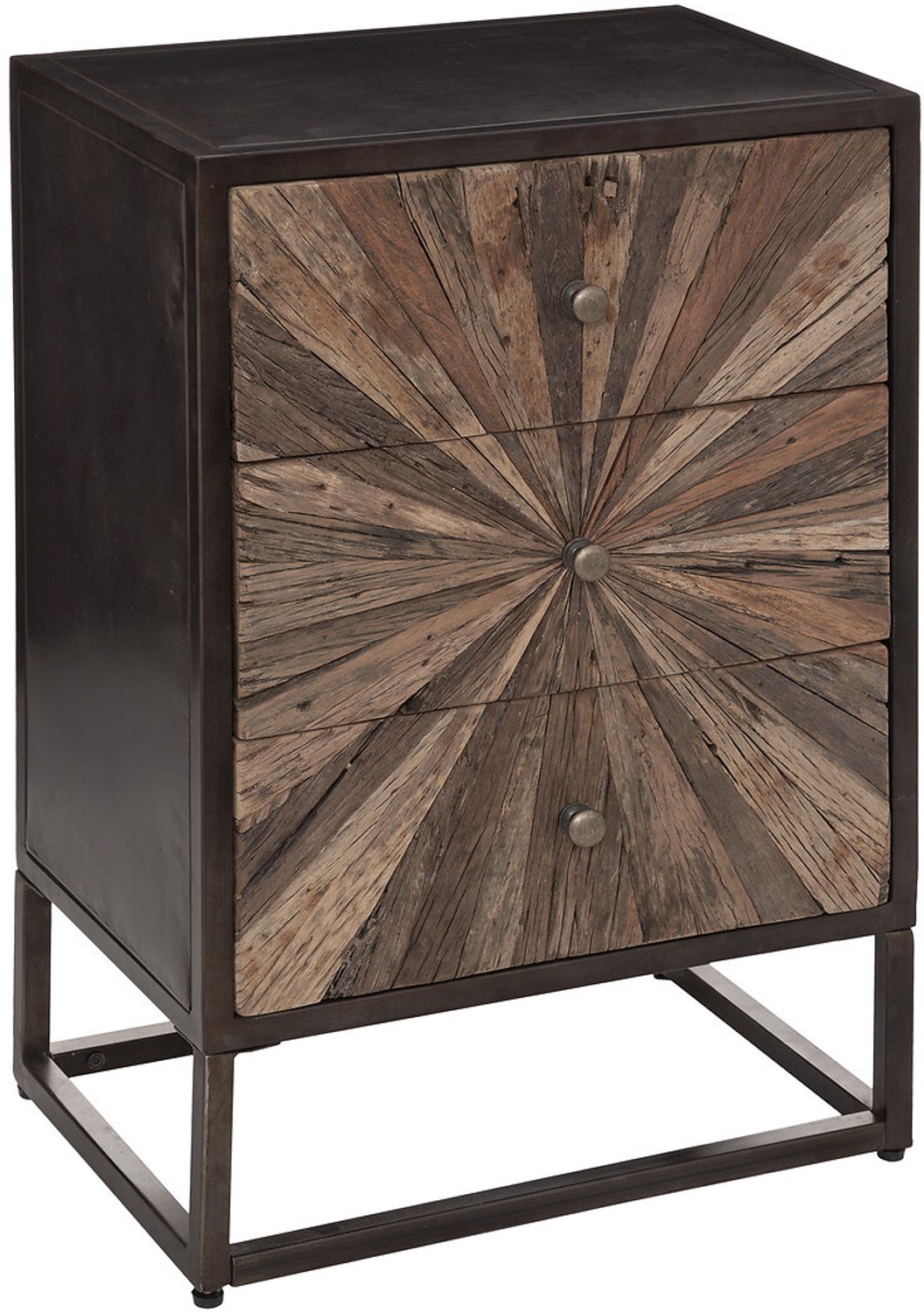 Atmosphera - Nachtkastje ORIGINS, 3 lades, metaal en hout, 49 × 33 × 74 cm