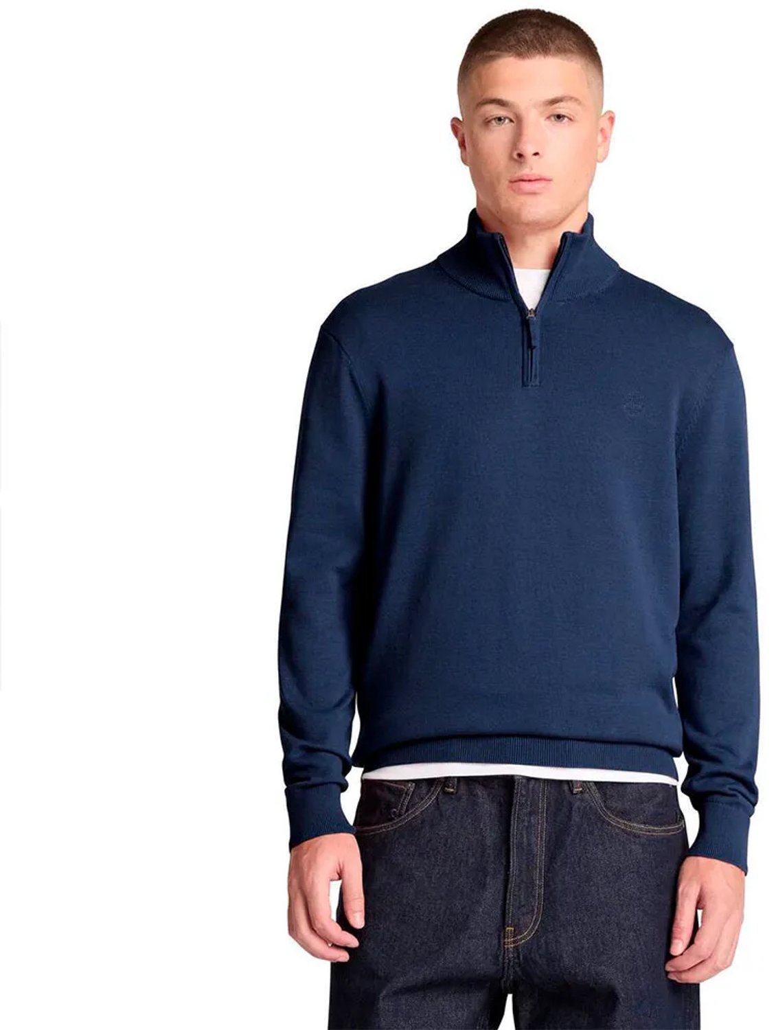 Timberland Williams River Cotton 1/4 Zip Trui L Man Dark Sapphire