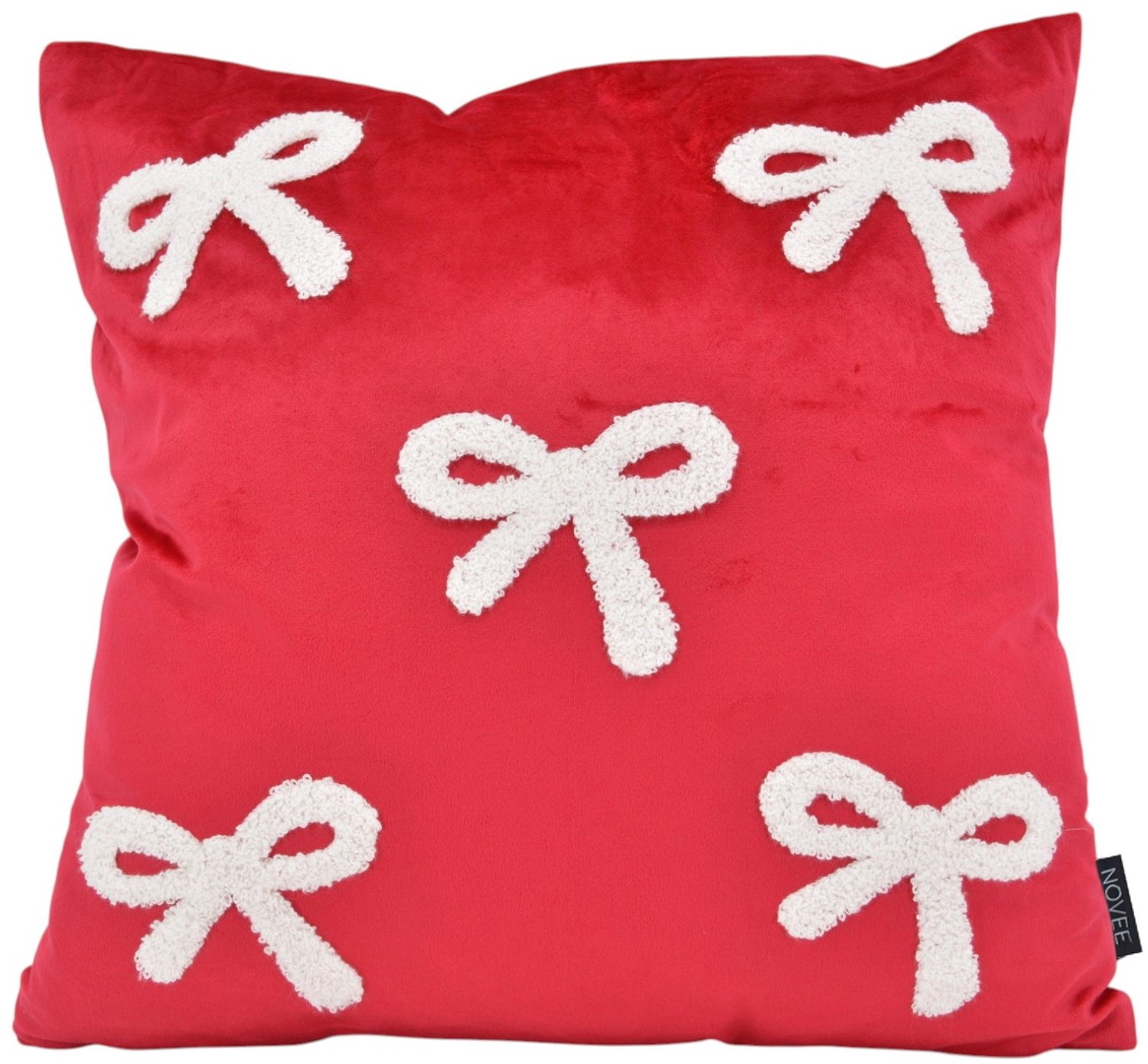 NOVÉE Velvet Bows Kussenhoes | 45x45 cm | Velvet/Polyester velvet rood