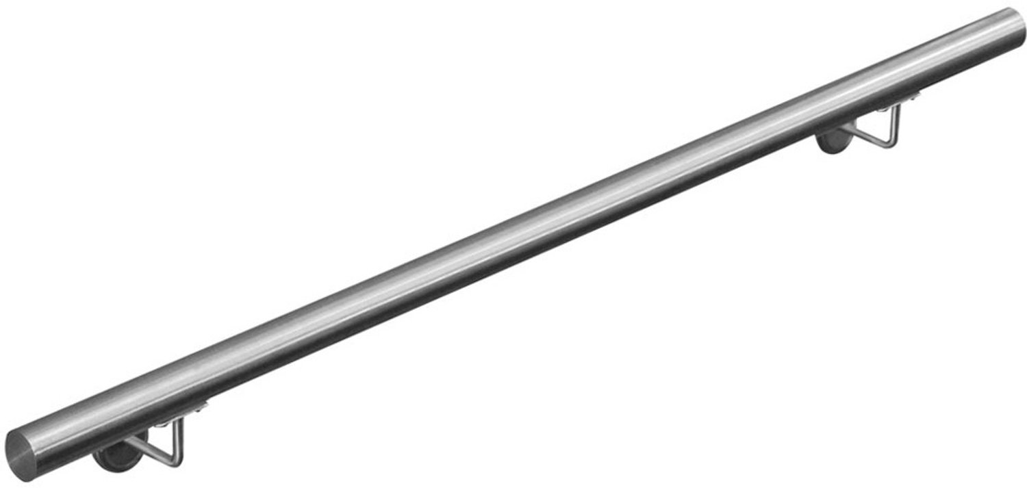 V2Aox RVS leuning / trapleuning, diameter: 4,2 cm, roest- en weerbestendig, inclusief bevestigingsmateriaal en steunen