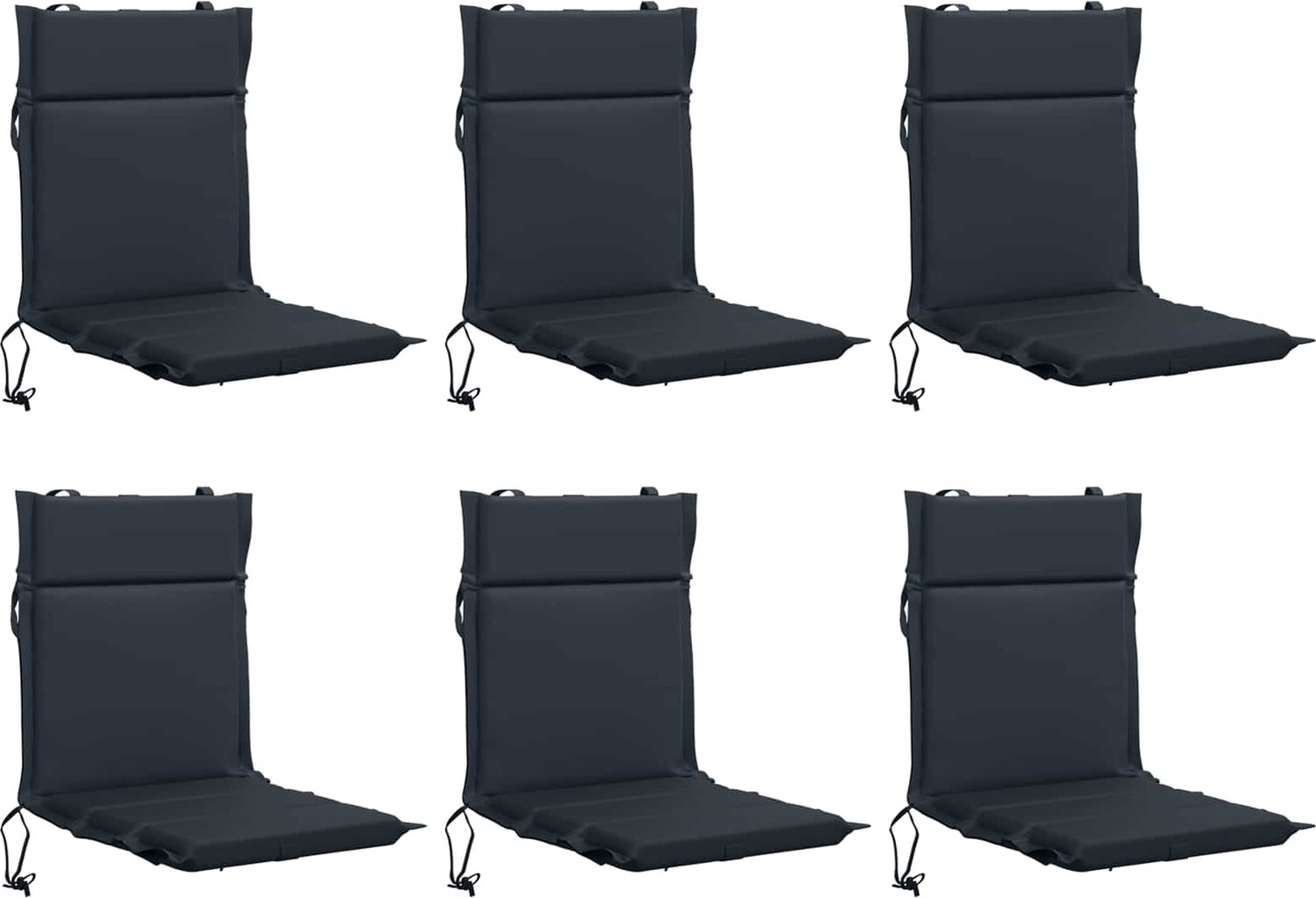 vidaXL Kussen - voor - lage - rugstoel - GEMERT - 6 - st - 100% - Polyester Donkerblauw (melange)