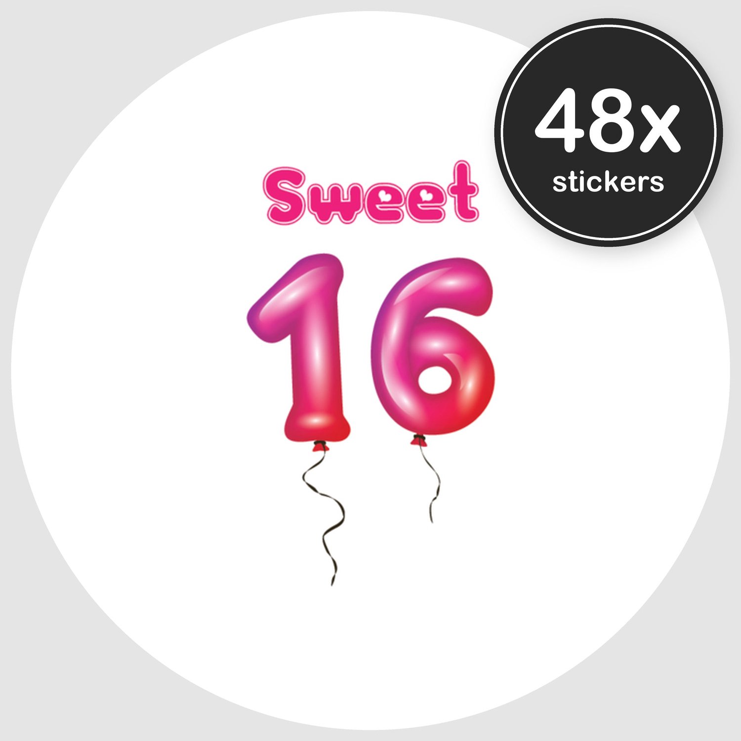 Sluitstickers Verjaardag - 48 stuks - Rond 30 mm - Verjaardag Stickers - Sluitzegel Uitnodiging - Design 102