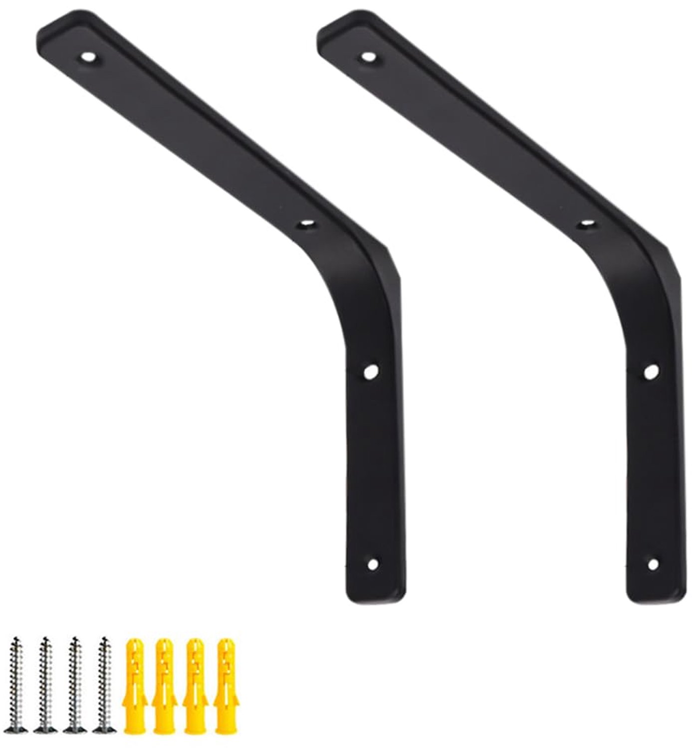 Zware Regalhouders - L-vormige Wandsteunen - Voor Wandplanken en Meubels - Zwart - 25x20 cm - 2 stuks