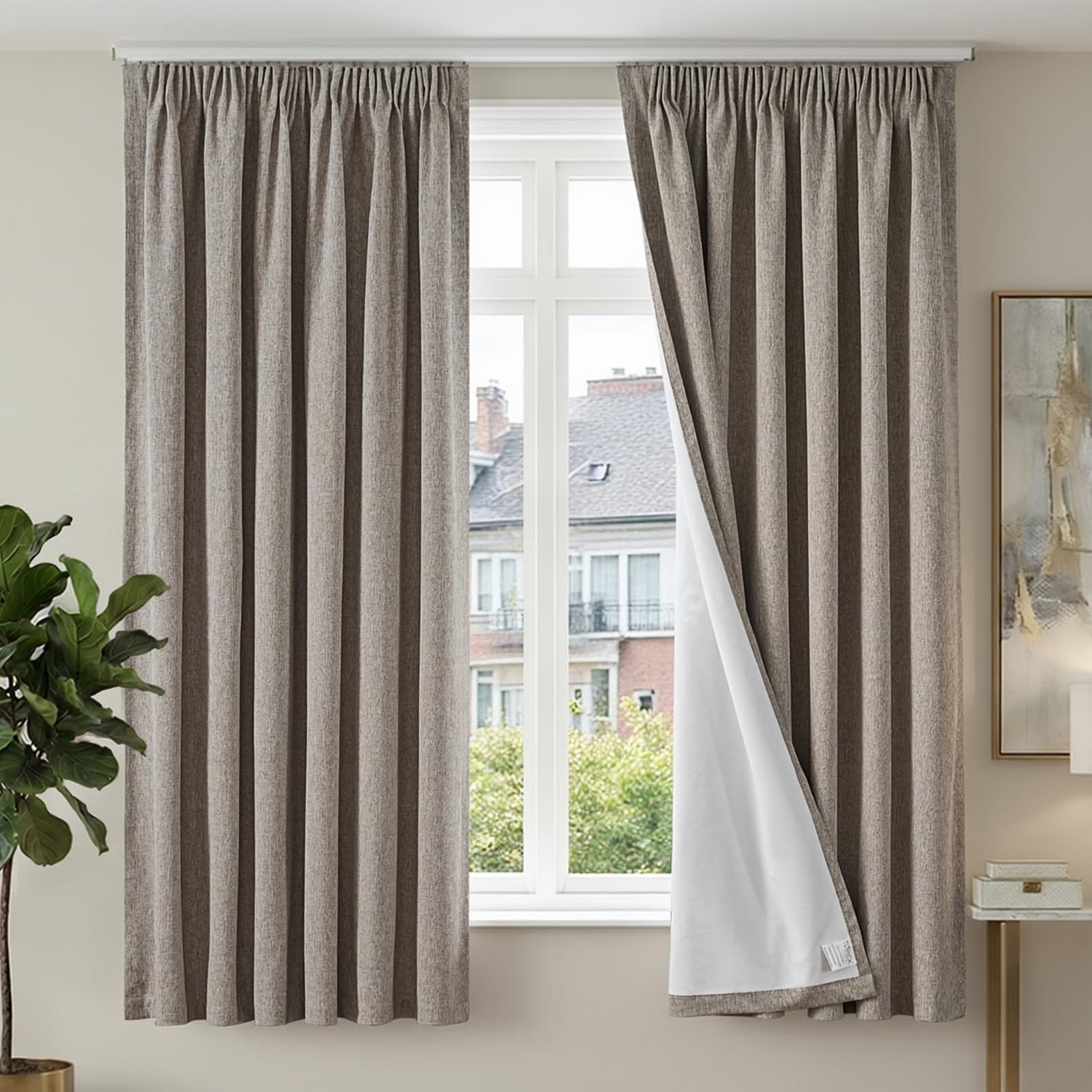 Verduisterende Gordijnen - Set van 2 - Voor Raamdecoratie - Kaki - H220xB140 cm