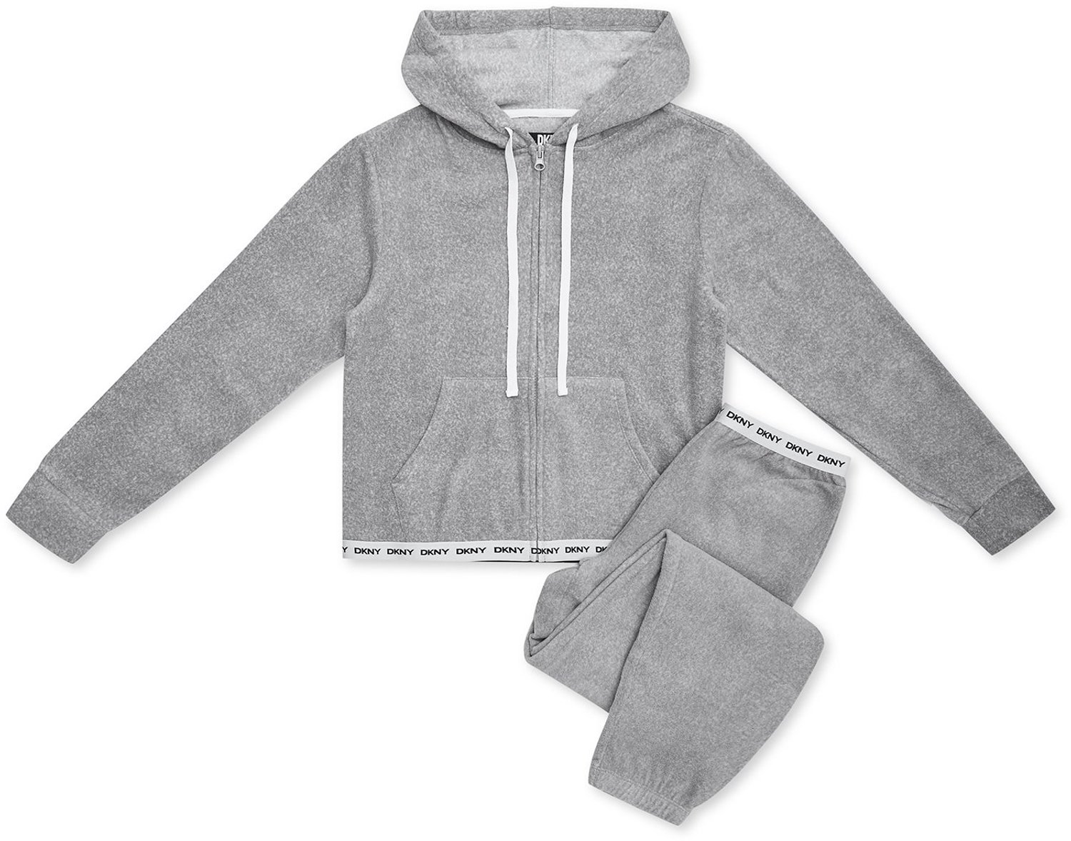 ESOTIQ DKNY - Damespyjamaset - Lange mouwen - Capuchon - Grijs