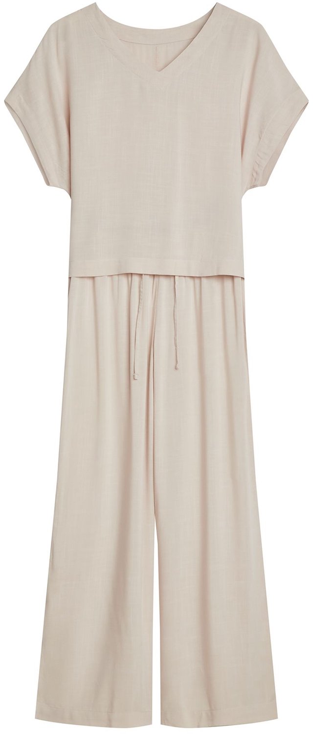 ESOTIQ Corenso - Damespyjamaset - Lichtbeige - Korte mouw