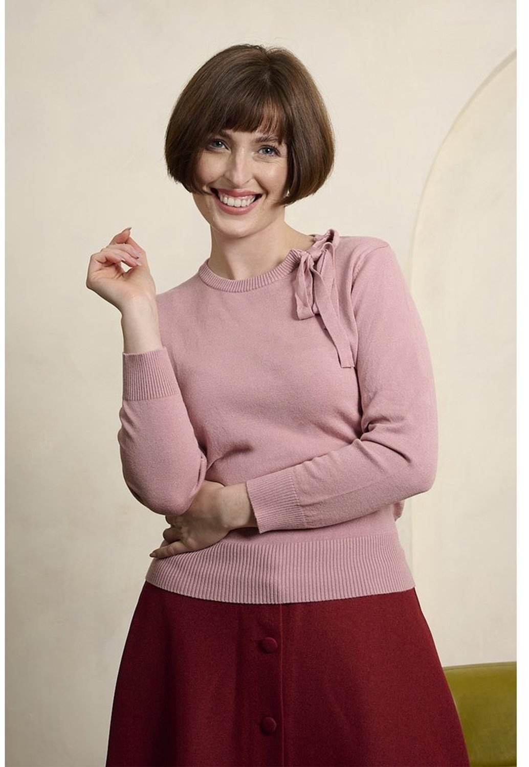 Banned - Bella Bow Gebreide trui - L - Roze
