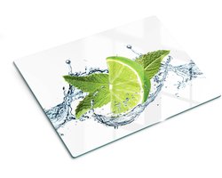 Tulup Glazen Snijplank - Kalkwater - 40x30 - Rechthoekig - Hittebestendig - Keukenaccessoires - Glazen Snijplanken - Snijplank Glas - Kookbenodigdheden - Keuken - Snijplank Voor Keuken - Snijplank Met Motief