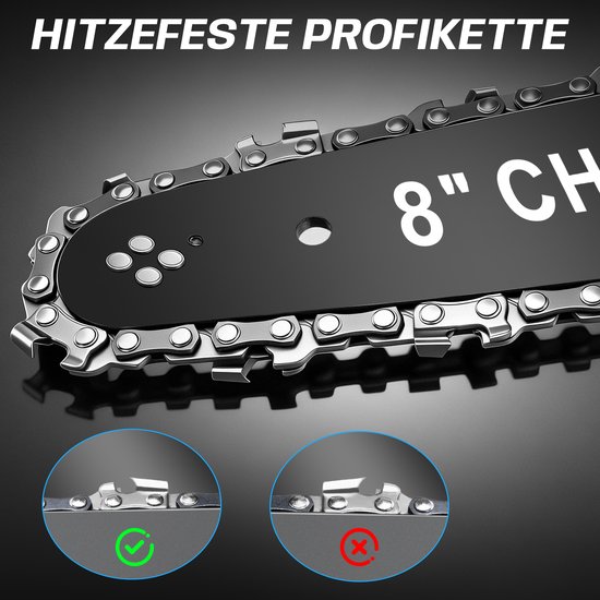 900W Accu Kettingzaag 6 + 8 inch Auto-Oliër 28000RPM 4000 mAh Borstelloze Motor Veiligheidsslot Mini Elektrisch handkettingzaag Compatibel met Makita 18V Accu Voor Tuin Boomsnoeien Hout — afbeelding 5
