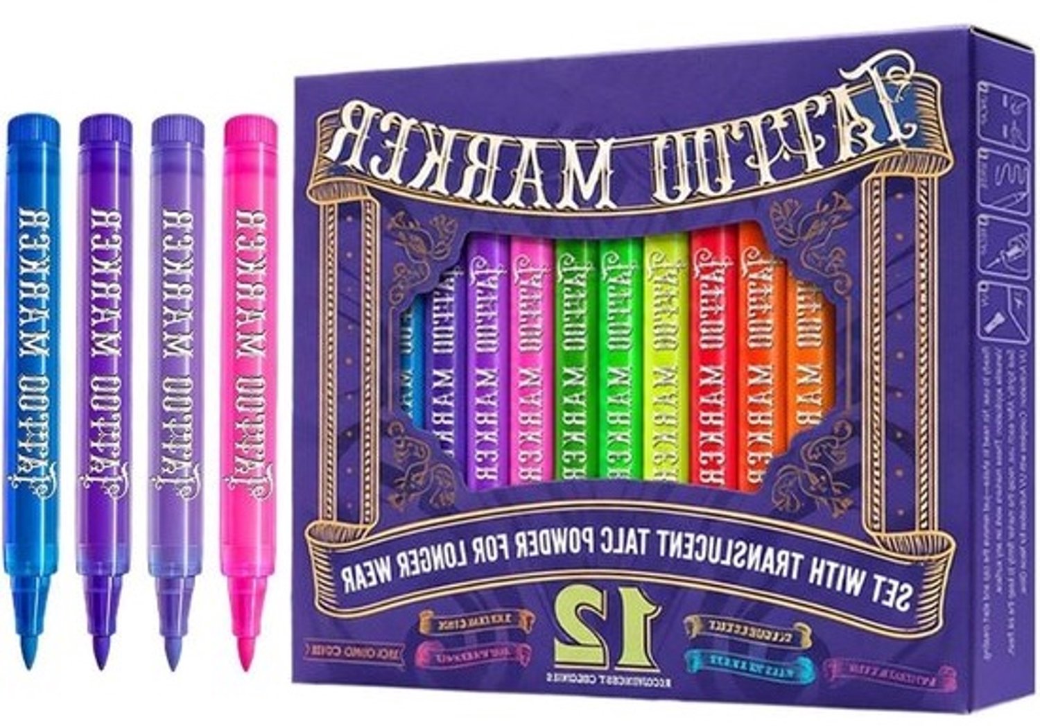 UV Bodypaint Stiften - Glow in the Dark Verf - Feestelijke Make-up - UV Actief - 12 Stuks - Neonkleuren