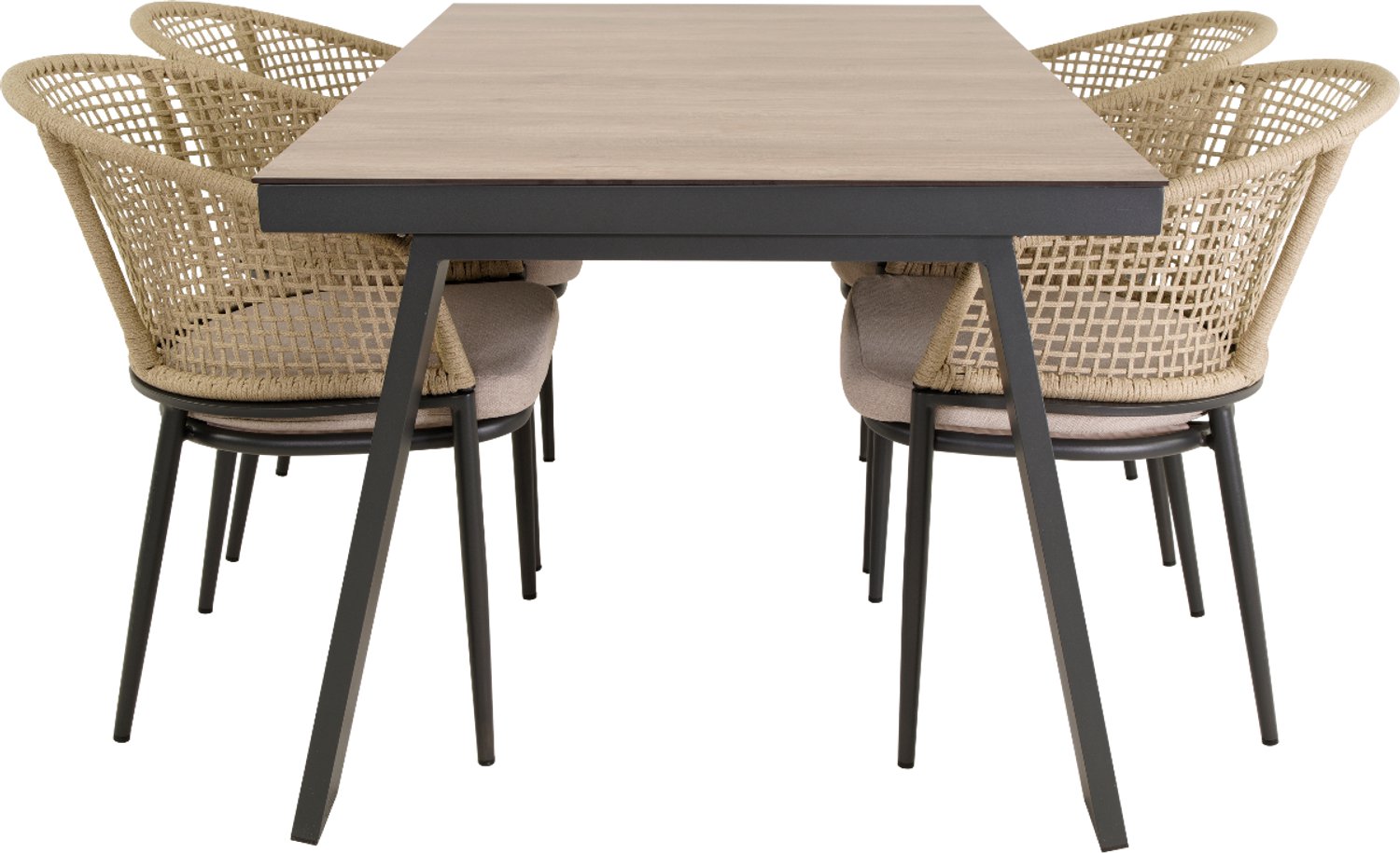 Lesli Living Table de jardin Estoril - Gris - 150x90x75cm