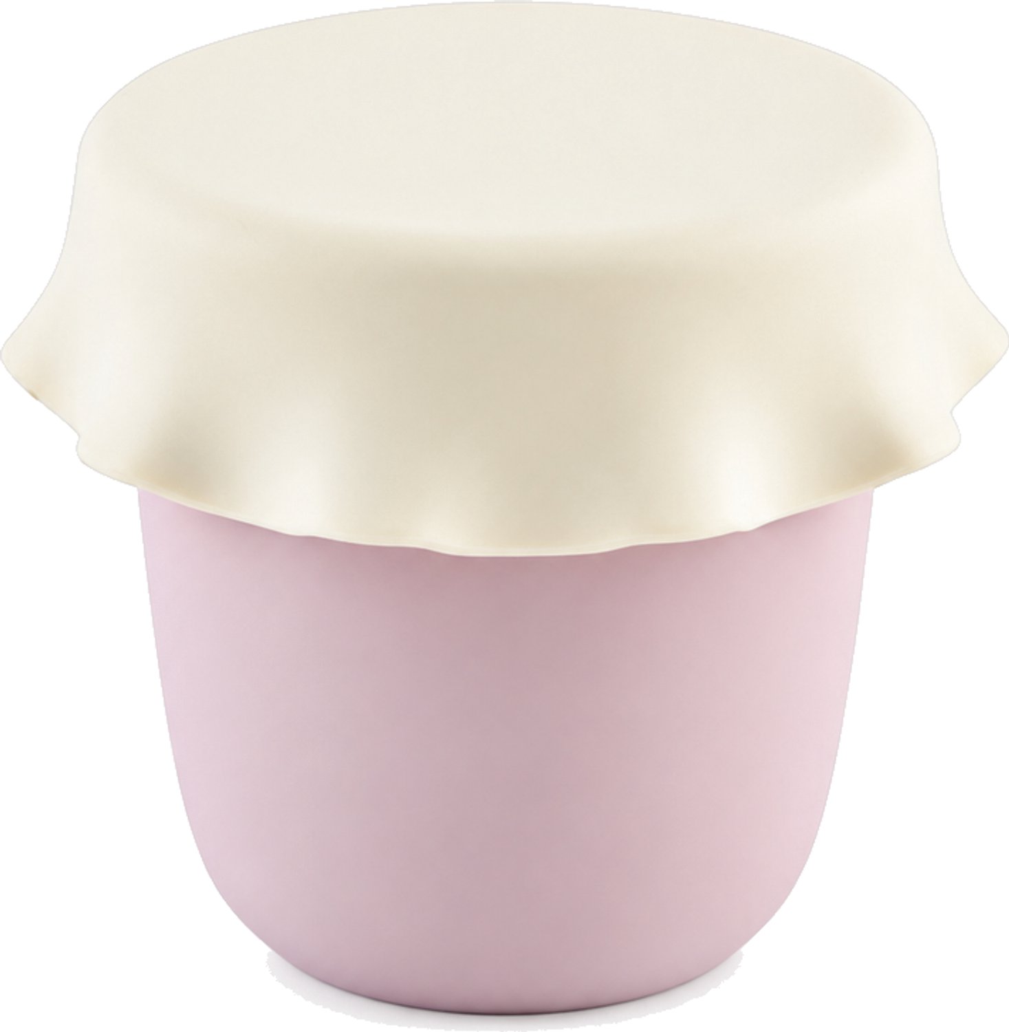 Broodtrommel van siliconen met deksel, 300 ml, roze-wit, honingpotmodel