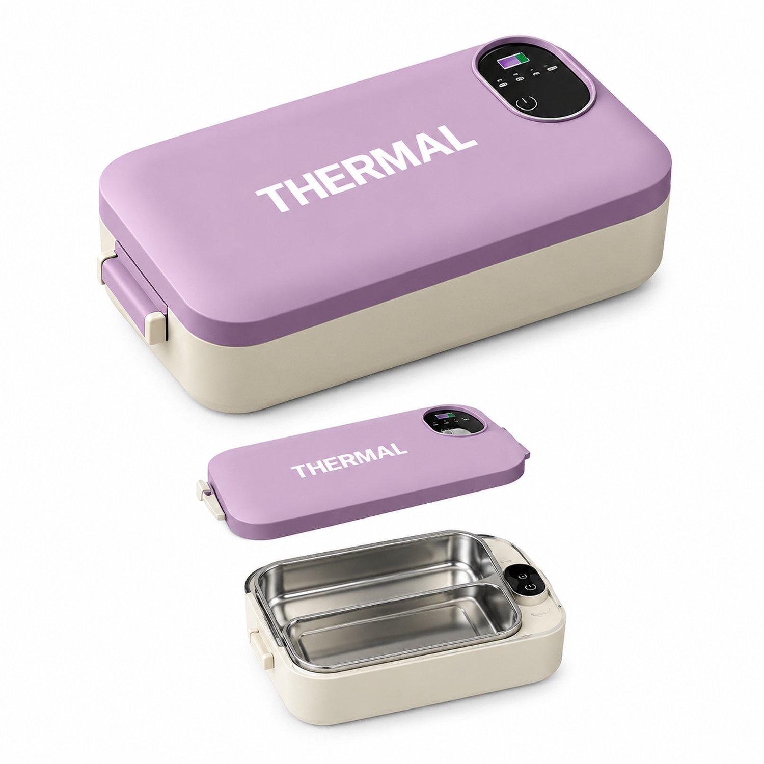 Broodtrommel met elektrische verwarming, oplaadbare uitvoering, binnenbak van 304 RVS, 45 W, oudroze