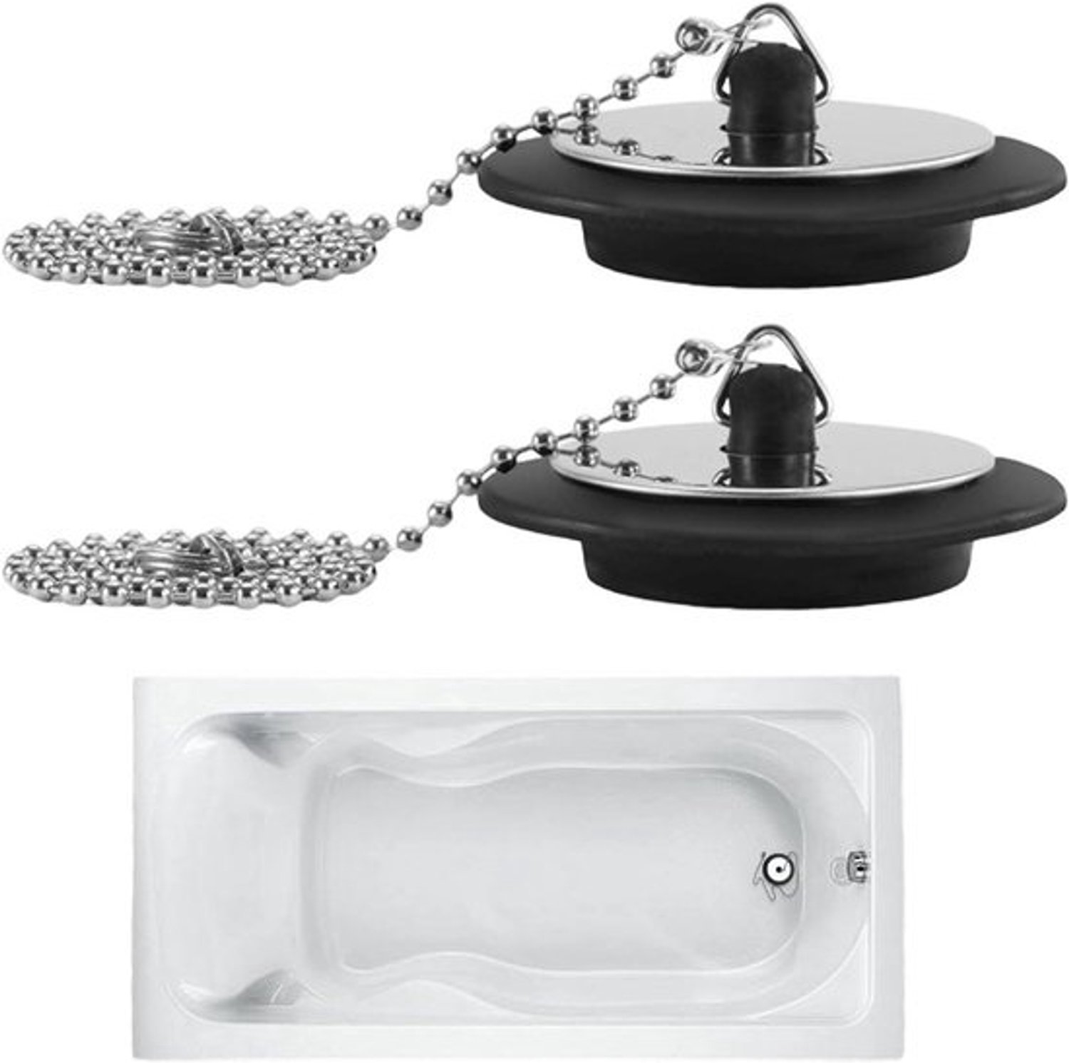 Badstop voor doucheafvoer - Afvoerstop voor badkuip - Water beheersen - Roestvrijstalen kralenketting - 66x66 cm - Zilver