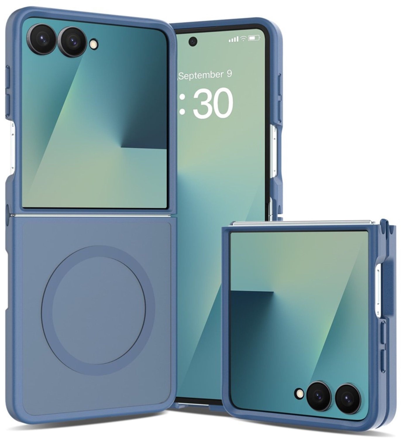 Casety Geschikt voor Samsung Galaxy Z Flip 8 slank backcover hoesje met magnetisch ondersteuning - Blauw