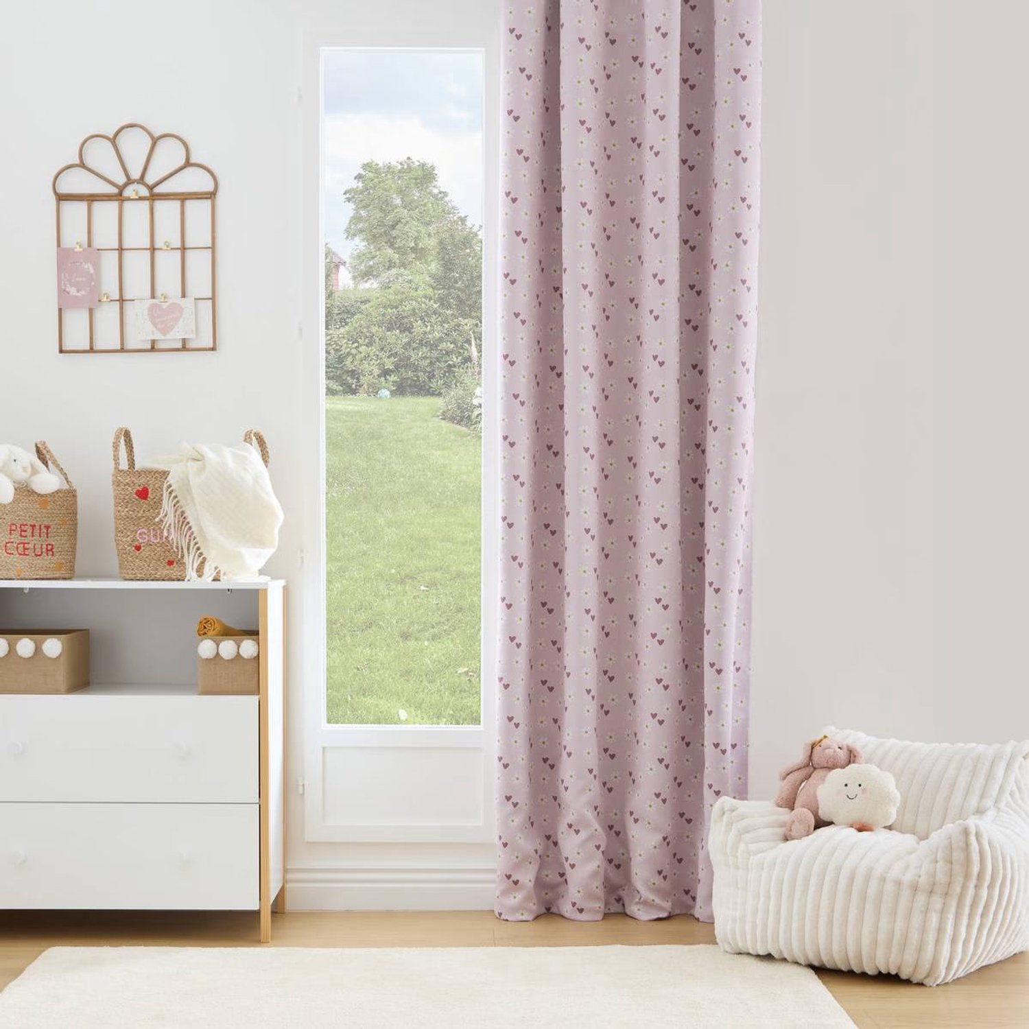 Atmosphera Kids Billie Verduistering Gordijn 140x260cm - Kant en klaar met ringen - Gordijn raambekleding - Hartjes