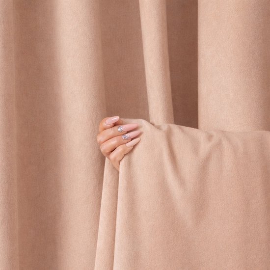 Verduisterende Gordijnen Salon 400x185cm - Matt Velvet Beige Roze
