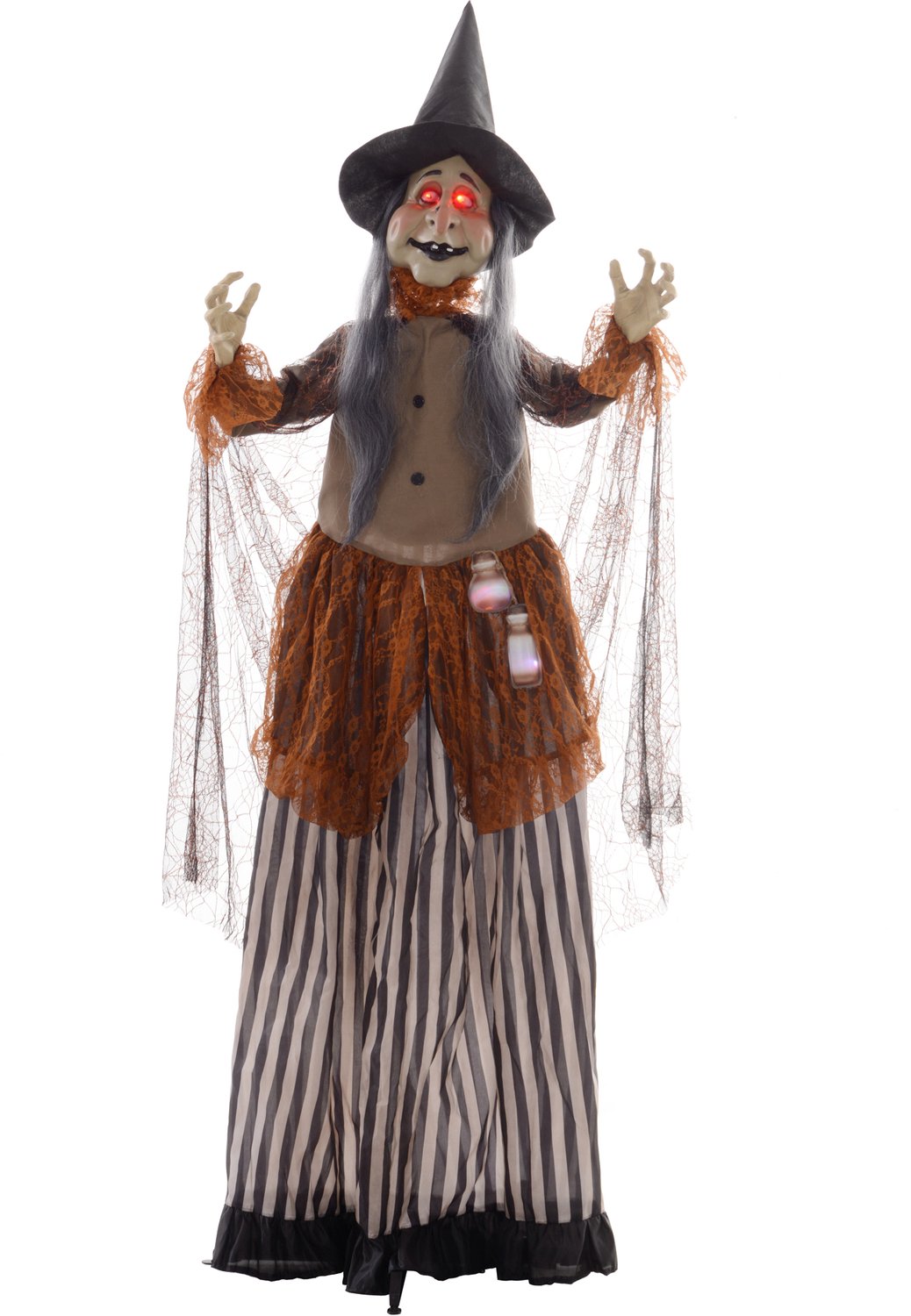Heks met toverdrank - Halloweenversiering - griezelige geluiden - beweegbaar - rode ogen - 183 cm hoog