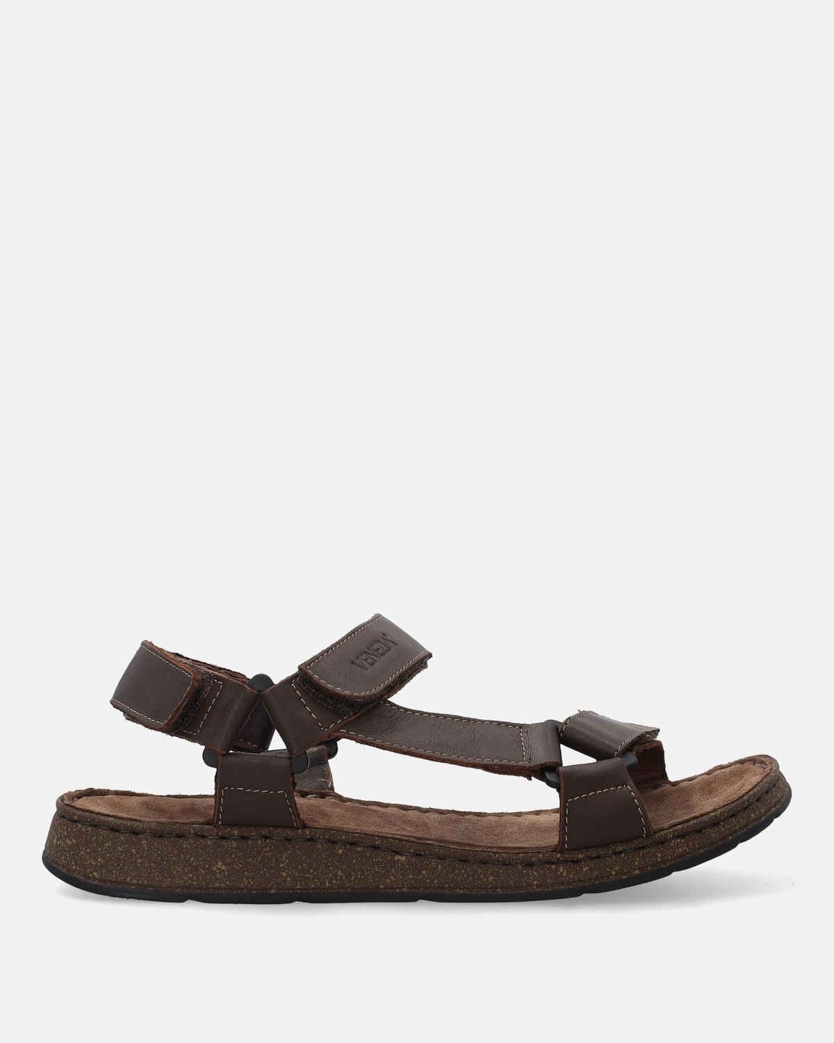 Venezia Heren Sandalen Leer Klittenband Bruin