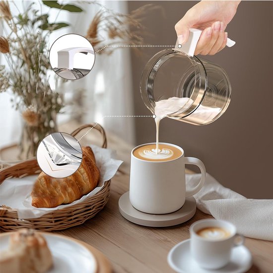 Elektrische Melkopschuimer - 500ml Glazen Kan - 4-in-1 - Warm en Koud Schuim - 600W - Automatische Uitschakeling - Voor Cappuccino en Latte — cadeau in Kookcadeaus - foto 8