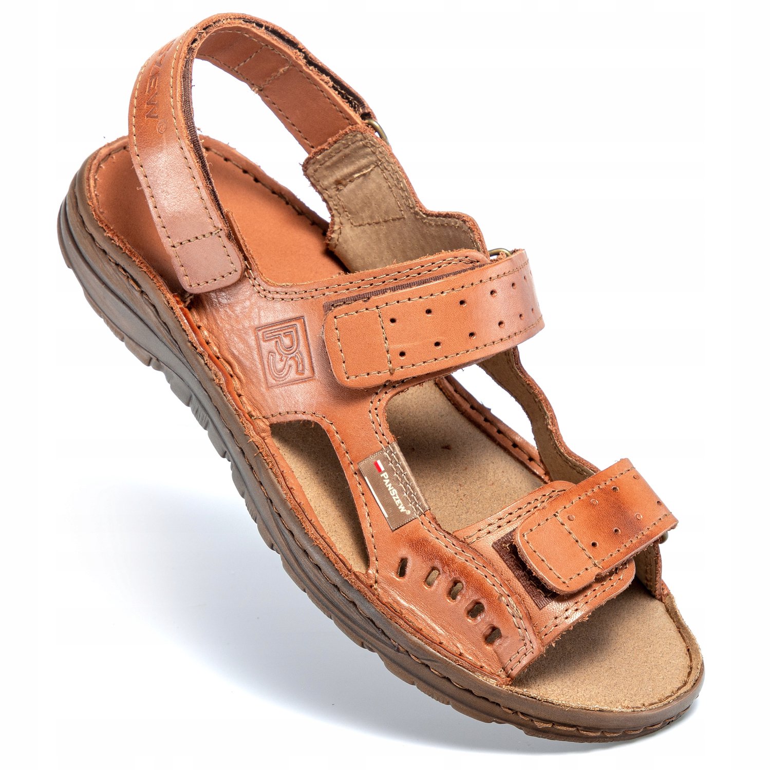 Herensandalen Leer Naturel Comfortabel & Ademend Bruin