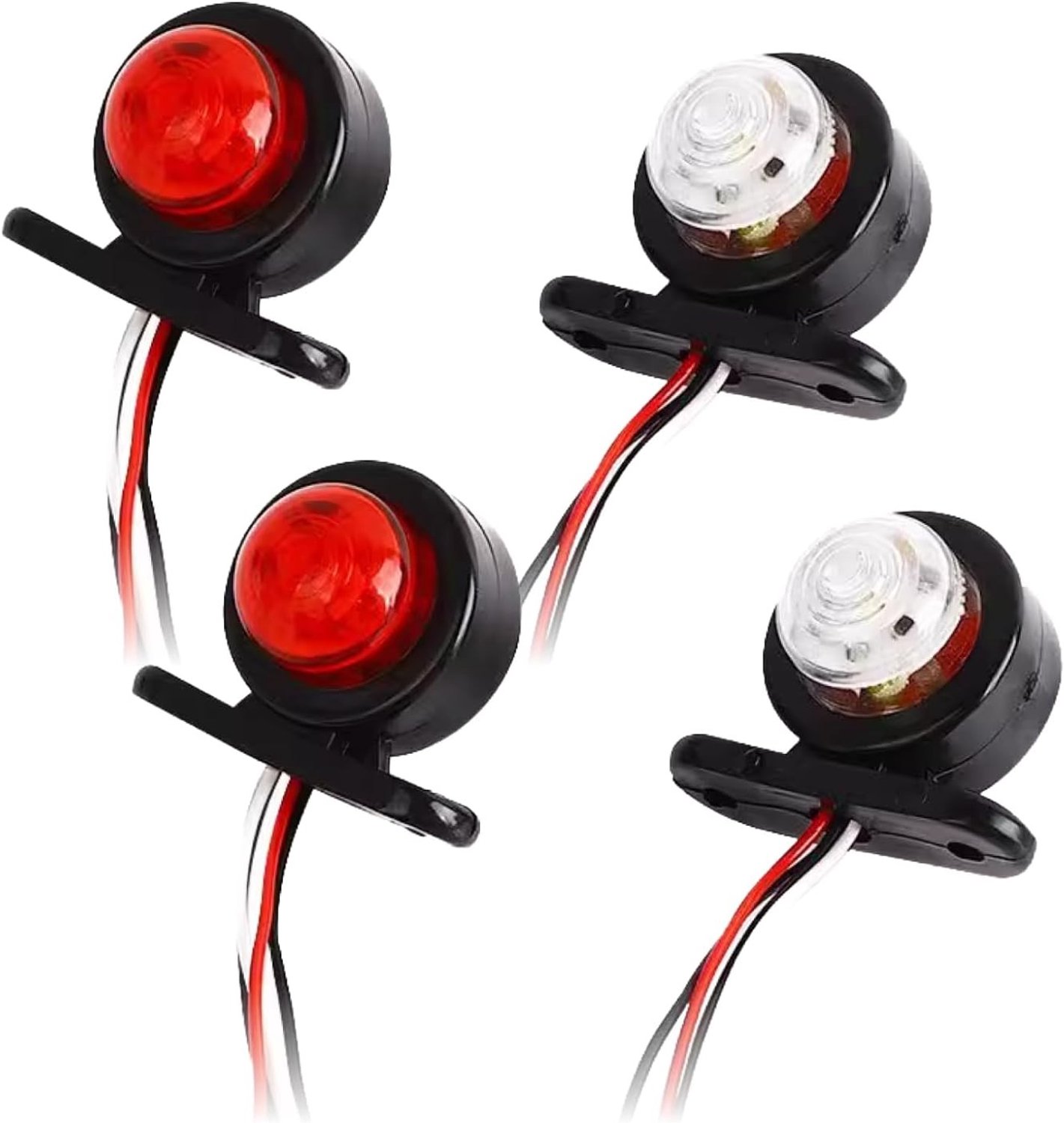 Set van 4 LED-zijmarkeringslichten - Rood-Wit - 12 V 24 V - Duurzaam en Weerbestendig - Voor Vrachtwagens en Aanhangers