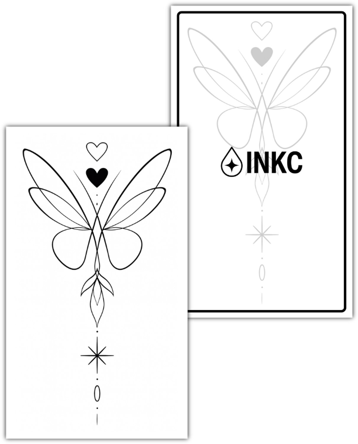 INKC - Tijdelijke Tattoo - Vlinderhart - Nep Tattoo - Plak Tattoos - Blijft tot 2 weken - 8 x 11cm