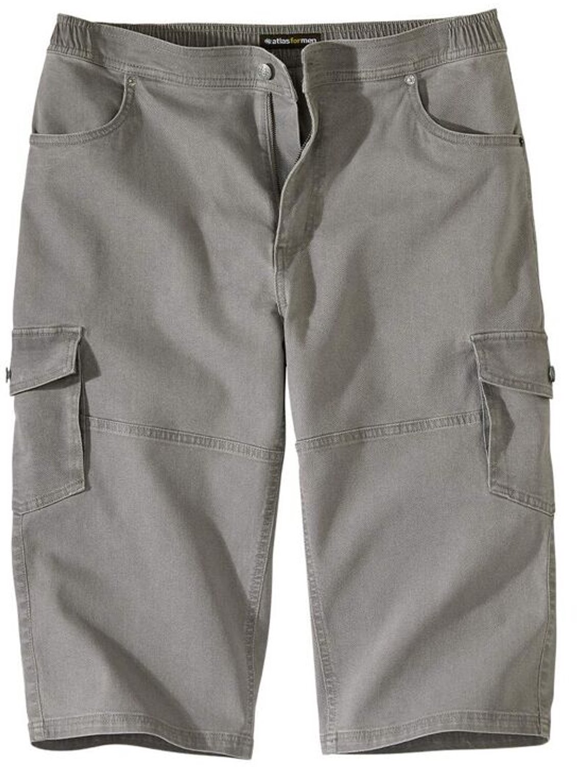 ATLAS FOR MEN - Grijze cargobermuda in denim - Heren - Verkrijgbaar in grote maten - 4XL