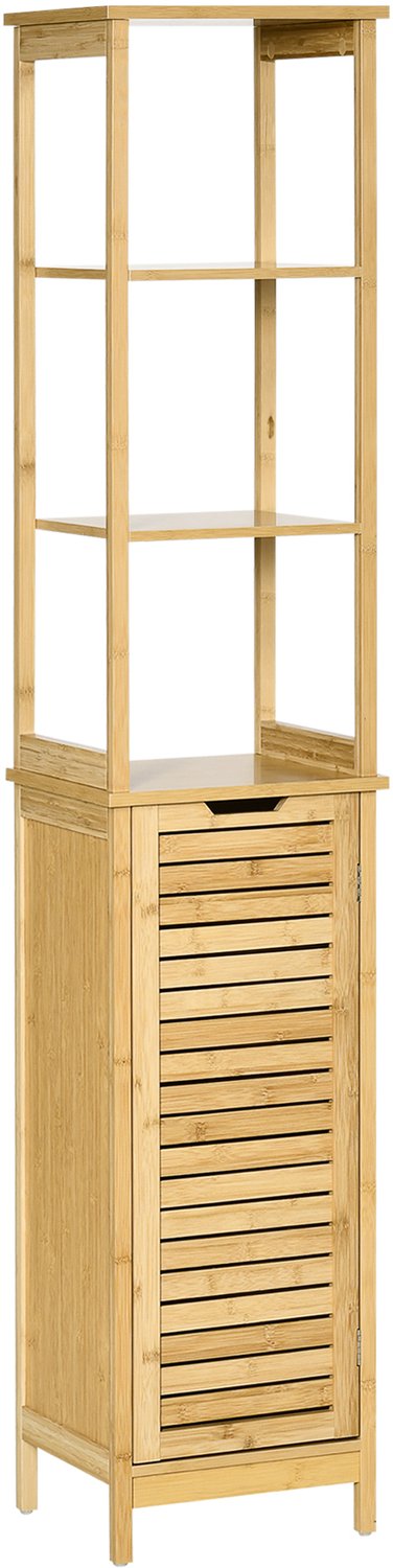 Kleankin Badkamerkastje - Bamboe - 34x30x173cm - Natuurlijk hout