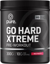 Pure. Go Hard Pre-Workout - Red Fruit - 300g - 30 servings - magnesium en vitamine C – suikervrij – fitness