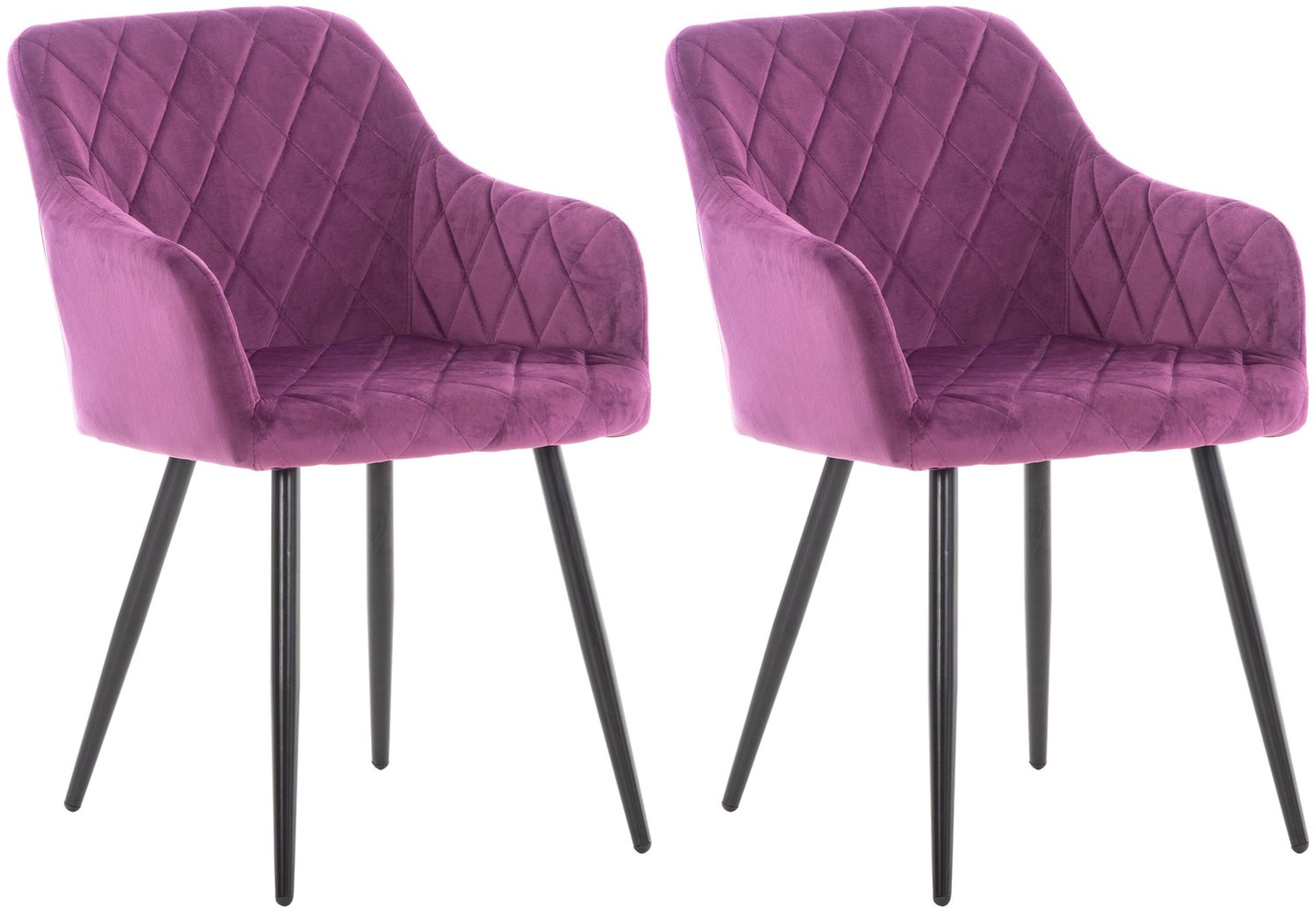 Luxe Comfort Eetkamerstoelen - Set van 2 - Met armleuningen - Fluweel - Lila purper
