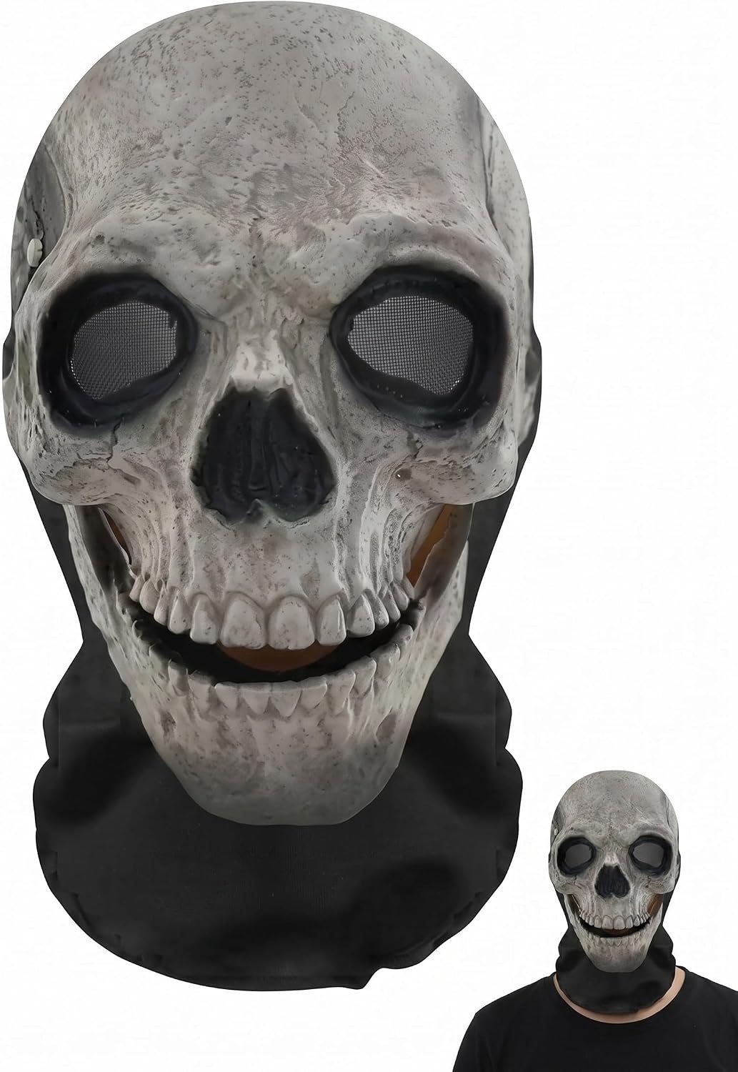Schedelmasker voor heren, 1 stuk, elastisch mesh-net, griezelig halloweenmasker met verstelbare tailleband en luchtcirculatie voor uren