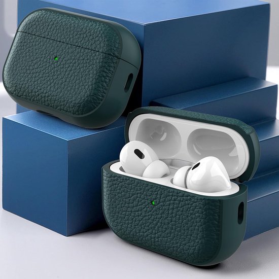 Hoesje compatibel met Airpods Pro 2 met reinigingsset, TPU beschermhoes compatibel met Airpods Pro 2e generatie met handriem, textuur ontwerp compatibel met Airpods Pro 2 hoes (donkergroen） — afbeelding 4