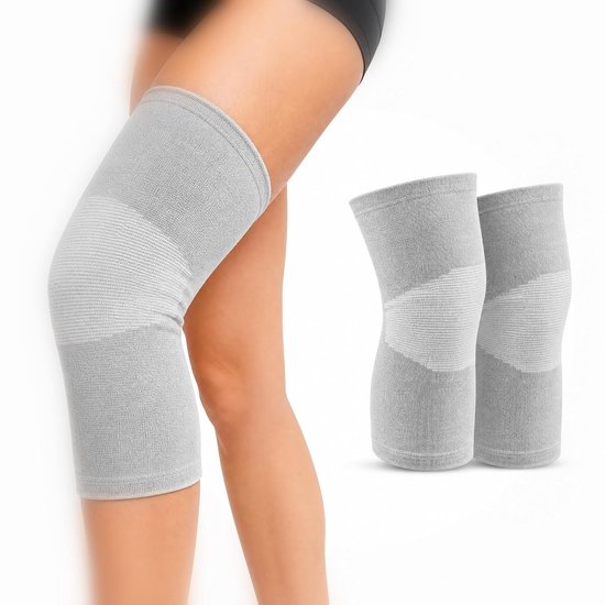 Set van 2 Bamboe Kniebandages voor Dames en Heren, Ademend en Elastisch, Ideaal voor Sport en Dagelijks Gebruik, Ondersteuning bij Artrose en Pijnverlichting (Grijs, XL) — afbeelding 5