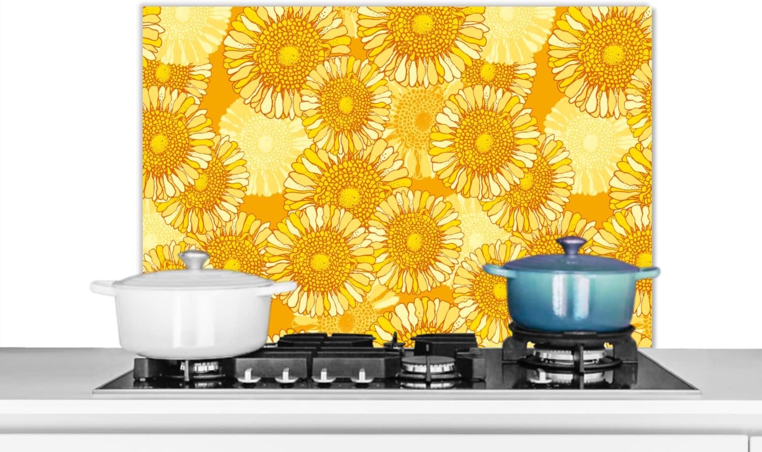 Spatscherm Keuken - 80x55 cm - Zonnebloem - Zomer - Patronen - Bloemen