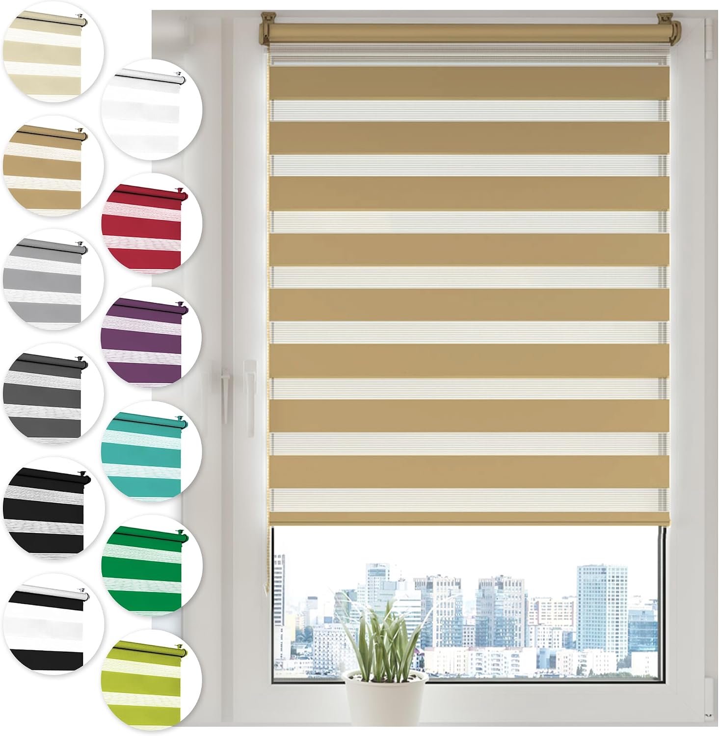 Rolgordijn Zonder Boren 80x100cm Klemmfix Beige voor Ramen
